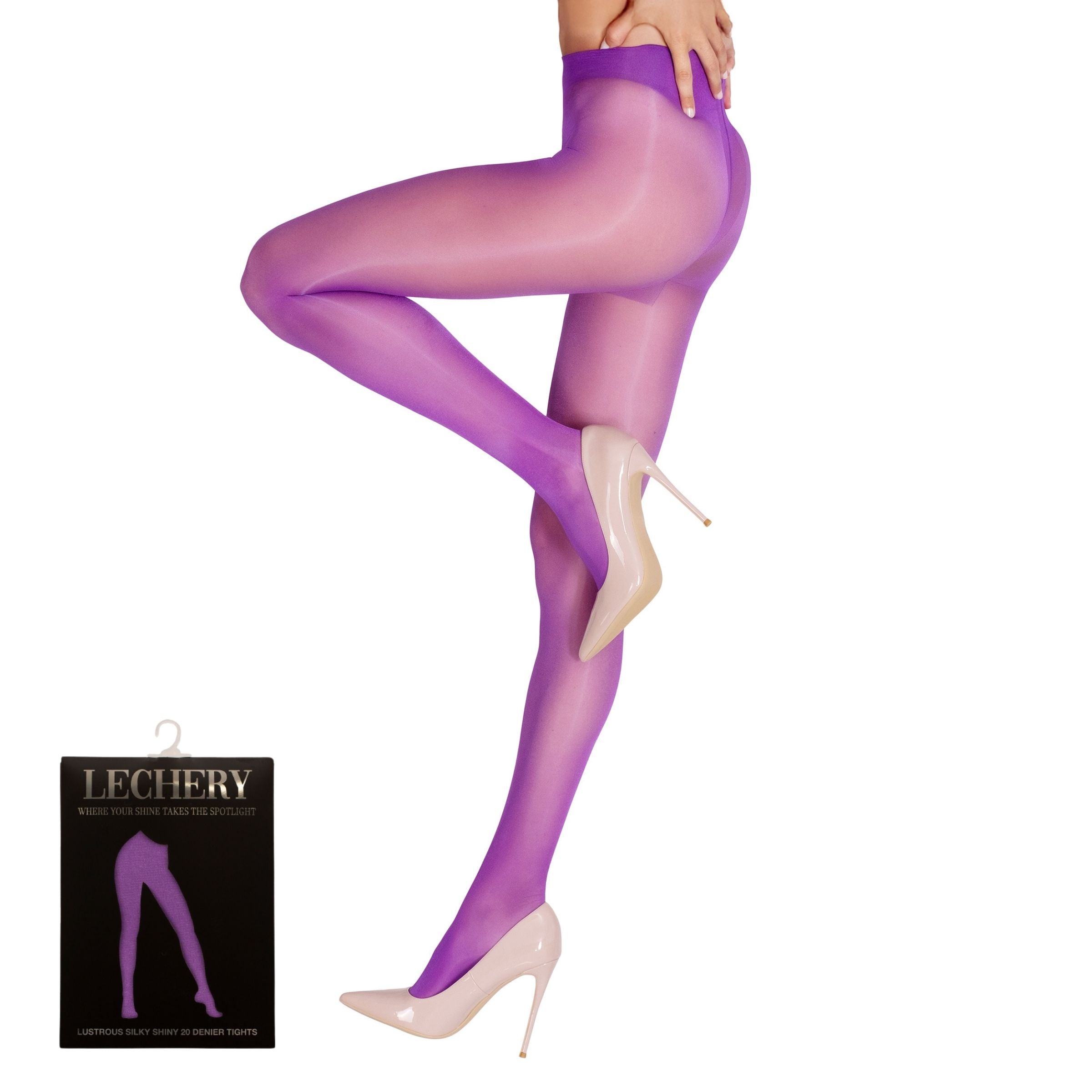 LECHERY® LUSTROUS SILKY SHINY 20 DENIER PANTYHOSE • PURPLE