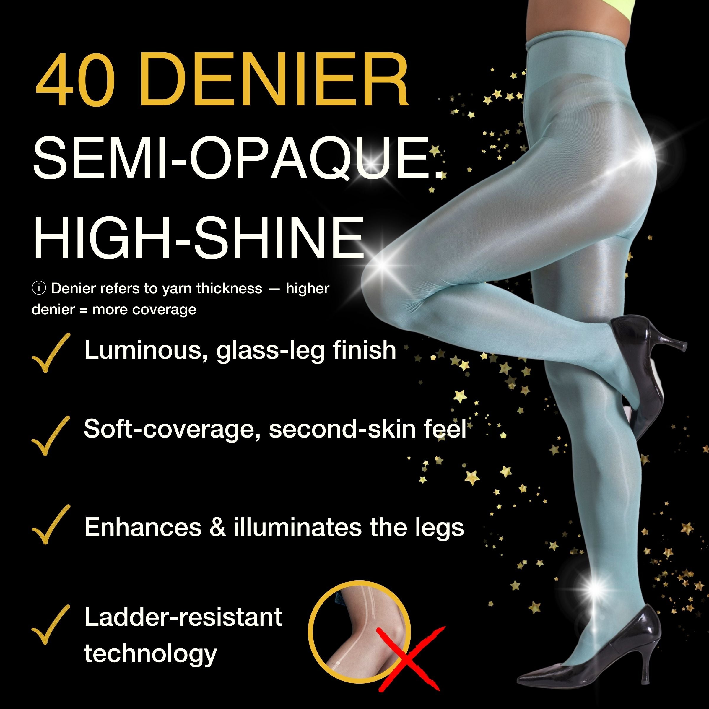 Lustrous Shiny Semi-Opaque Pantyhose