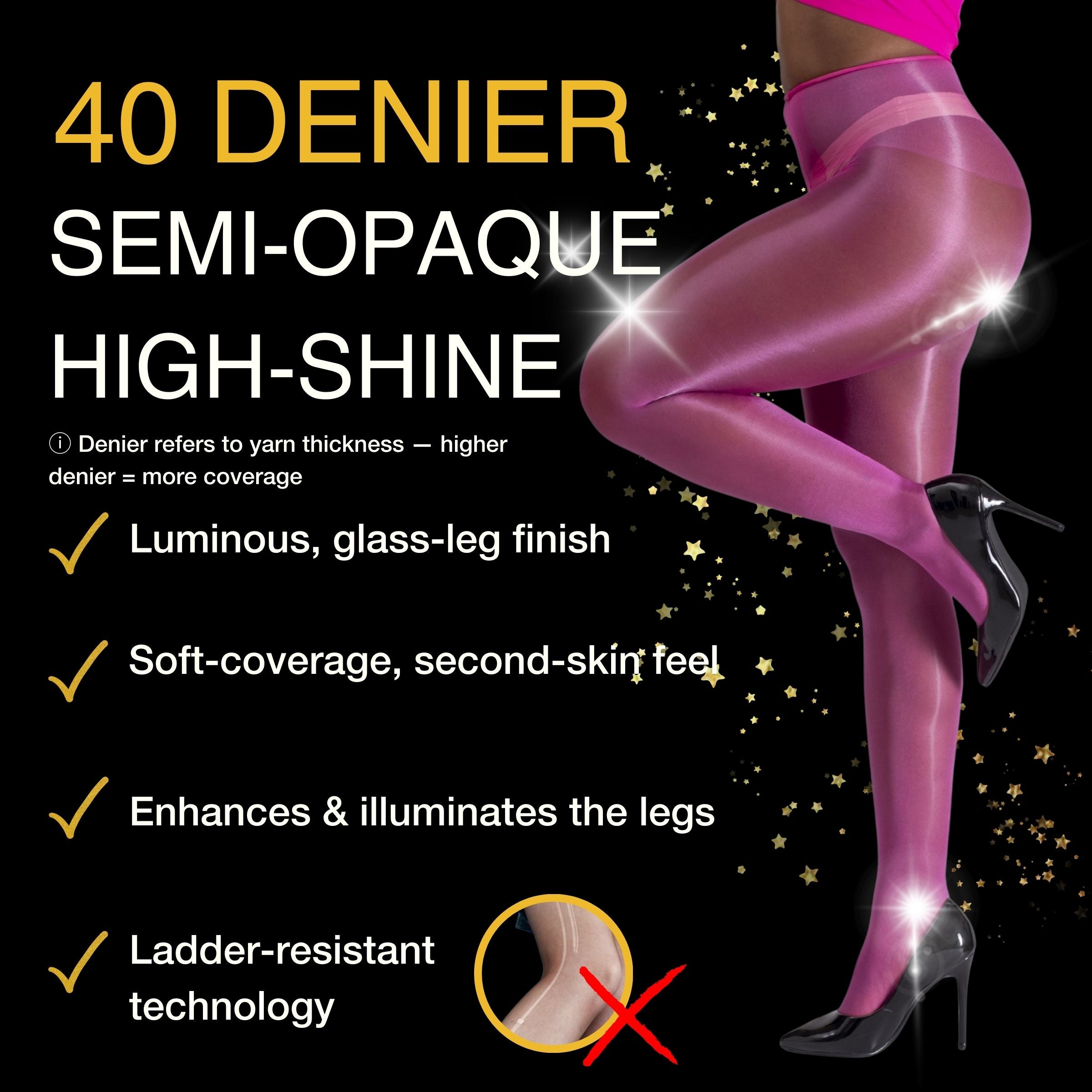 Lustrous Shiny Semi-Opaque Pantyhose