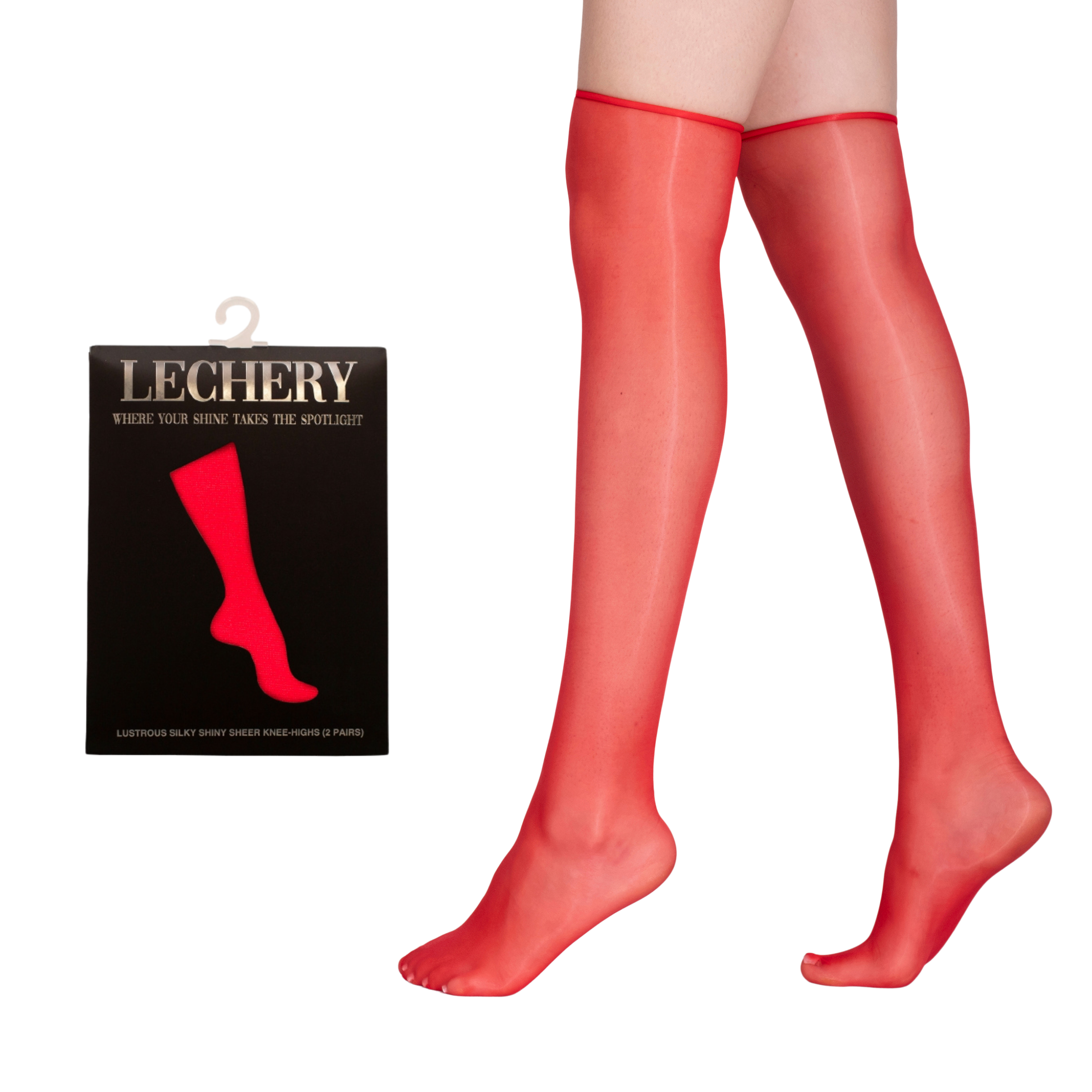 Lustrous Shiny Sheer Knee-Highs (2-Pack)