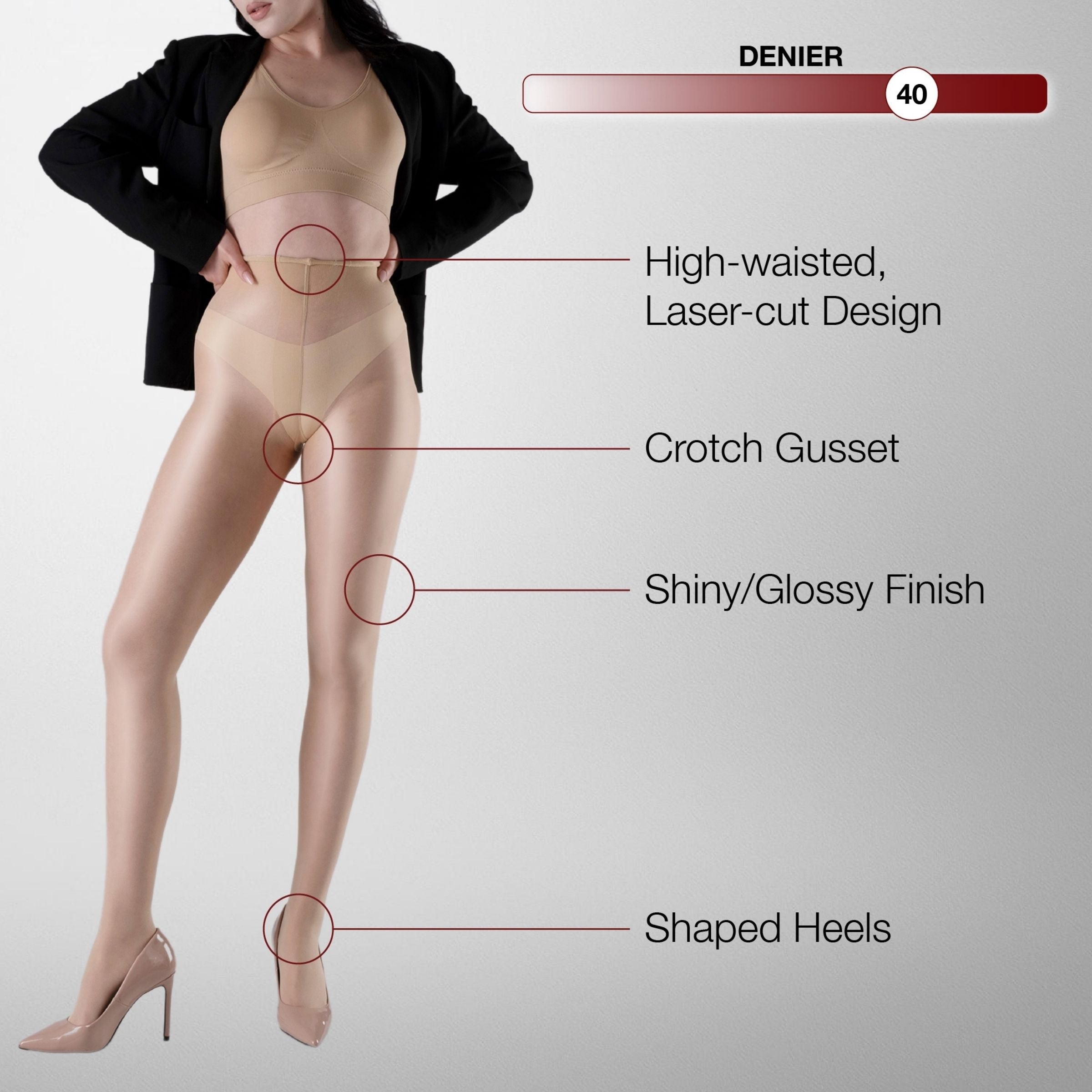 Lustrous Shiny Semi-Opaque Pantyhose