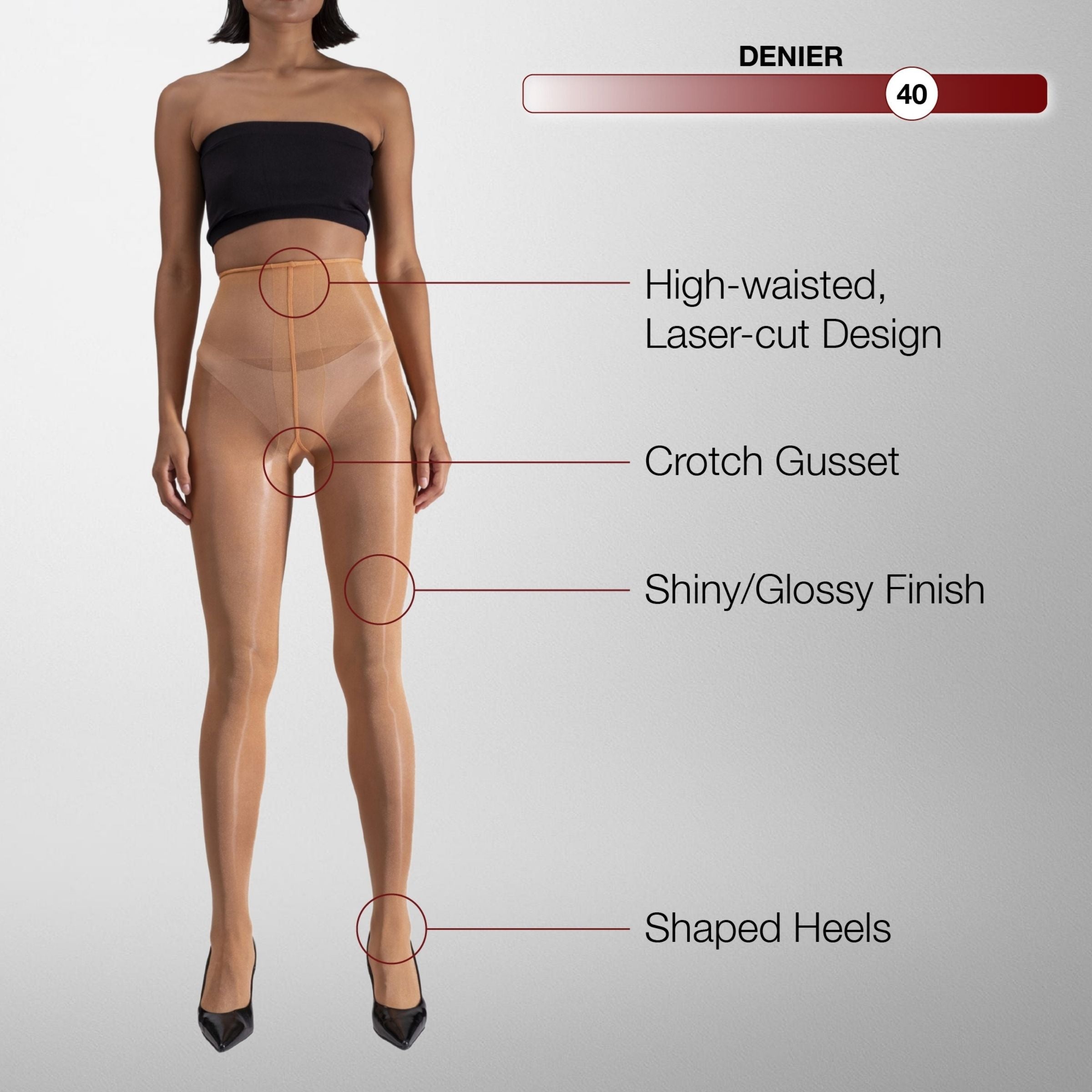 Lustrous Shiny Semi-Opaque Pantyhose