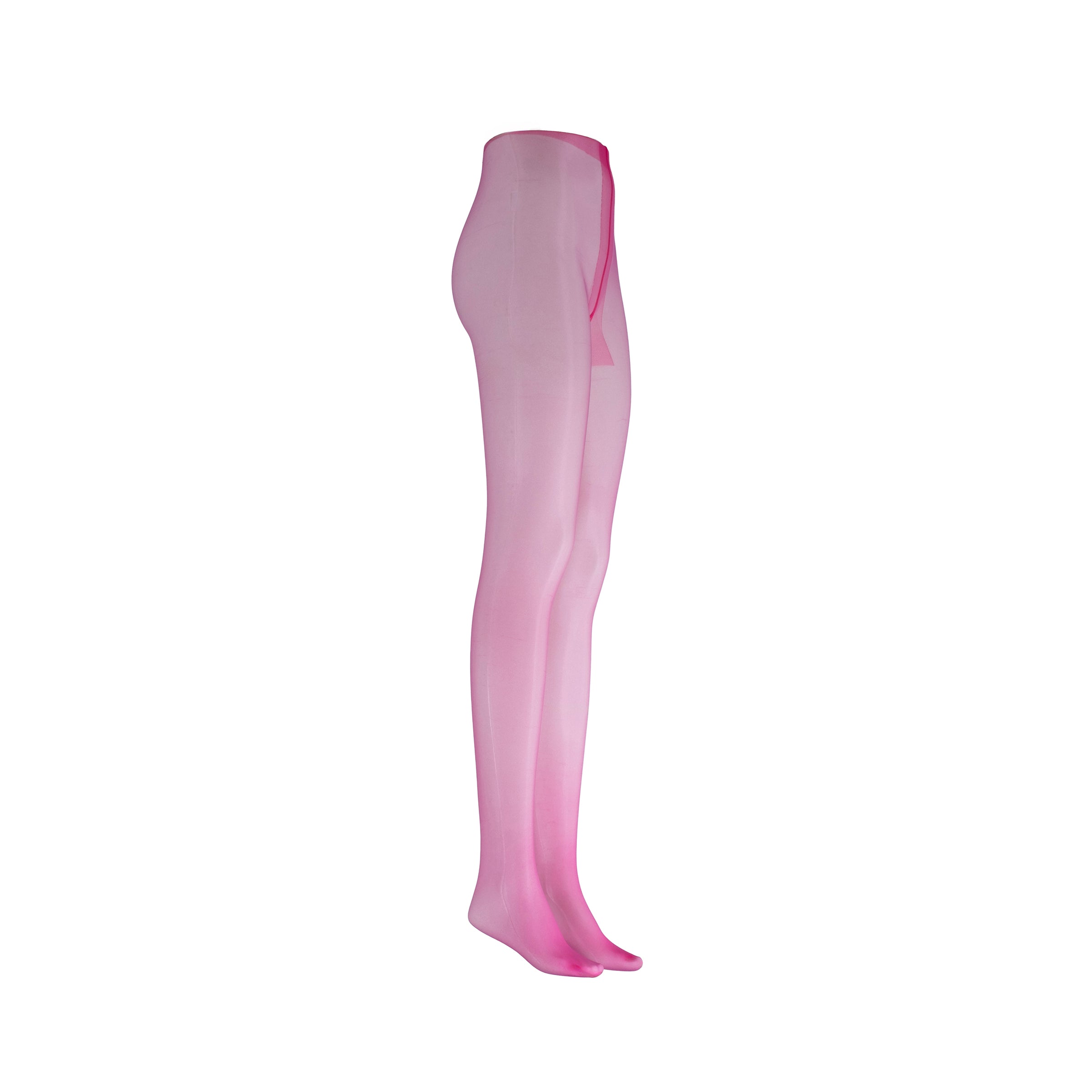 Pink sheer thigh-high stockings on a white background