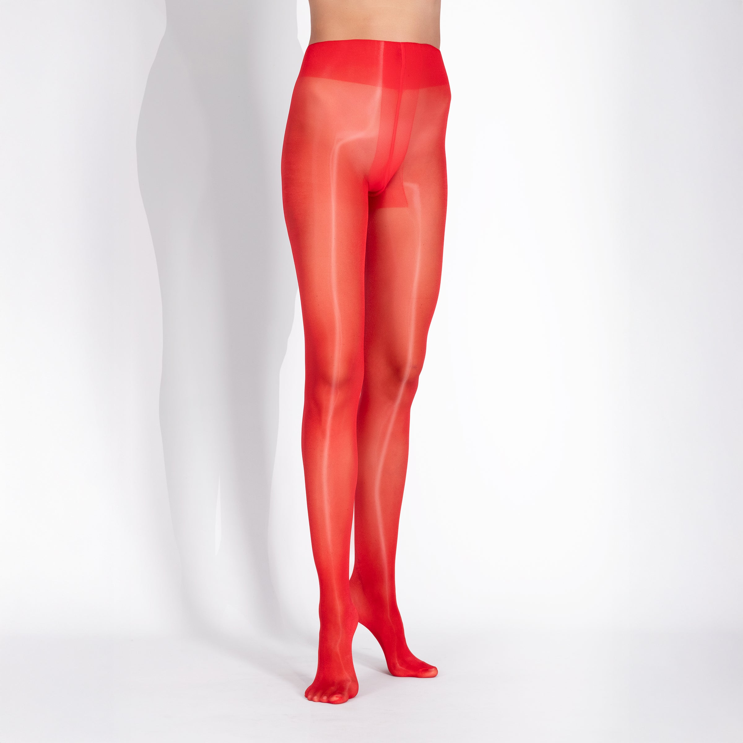 Red sheer stockings on a white background