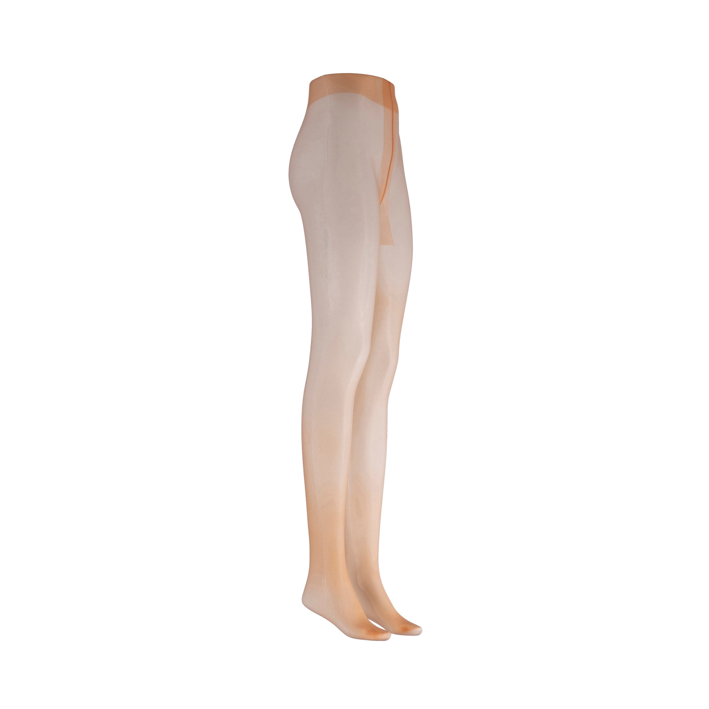 Beige sheer thigh-high stockings on a white background