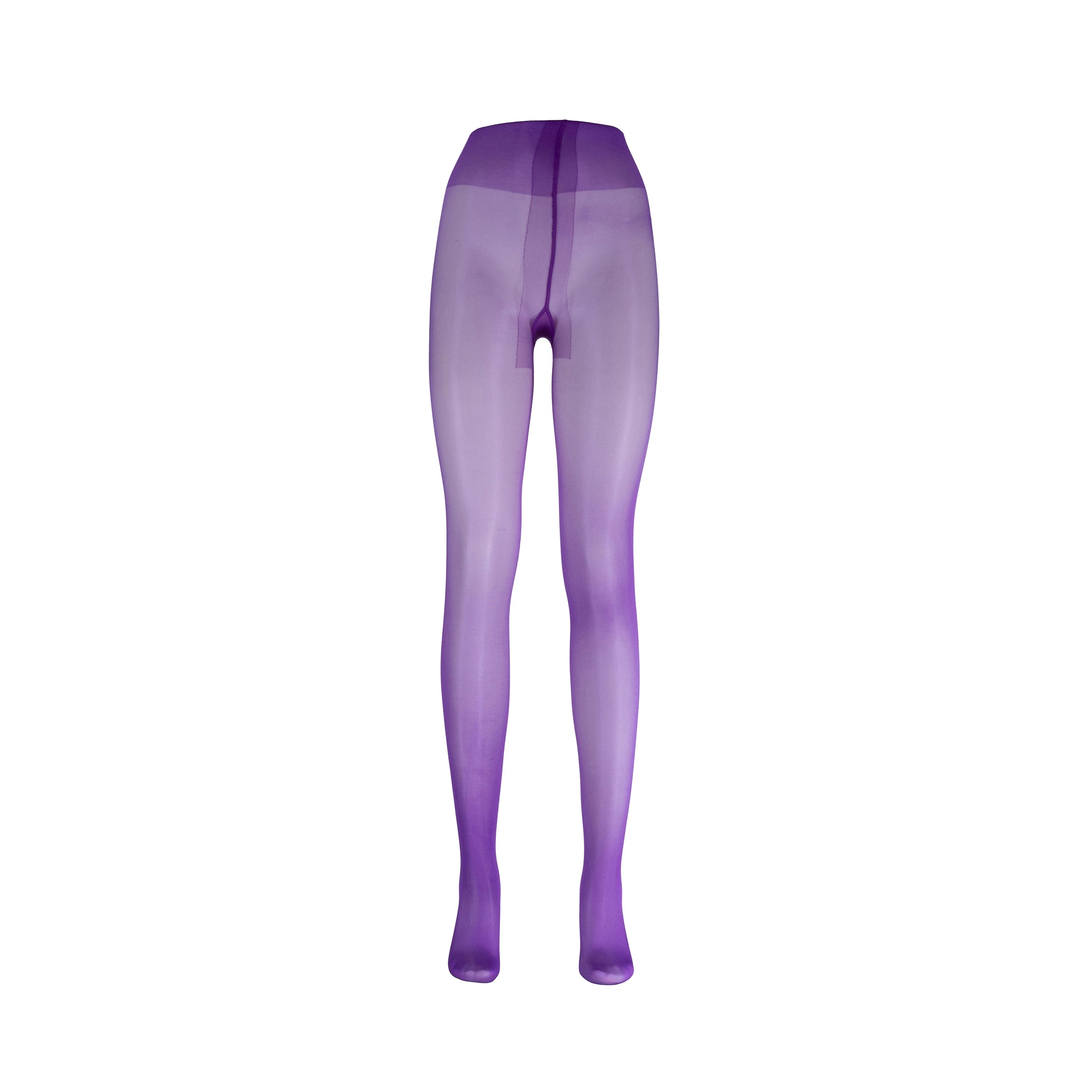 Purple sheer tights on a white background