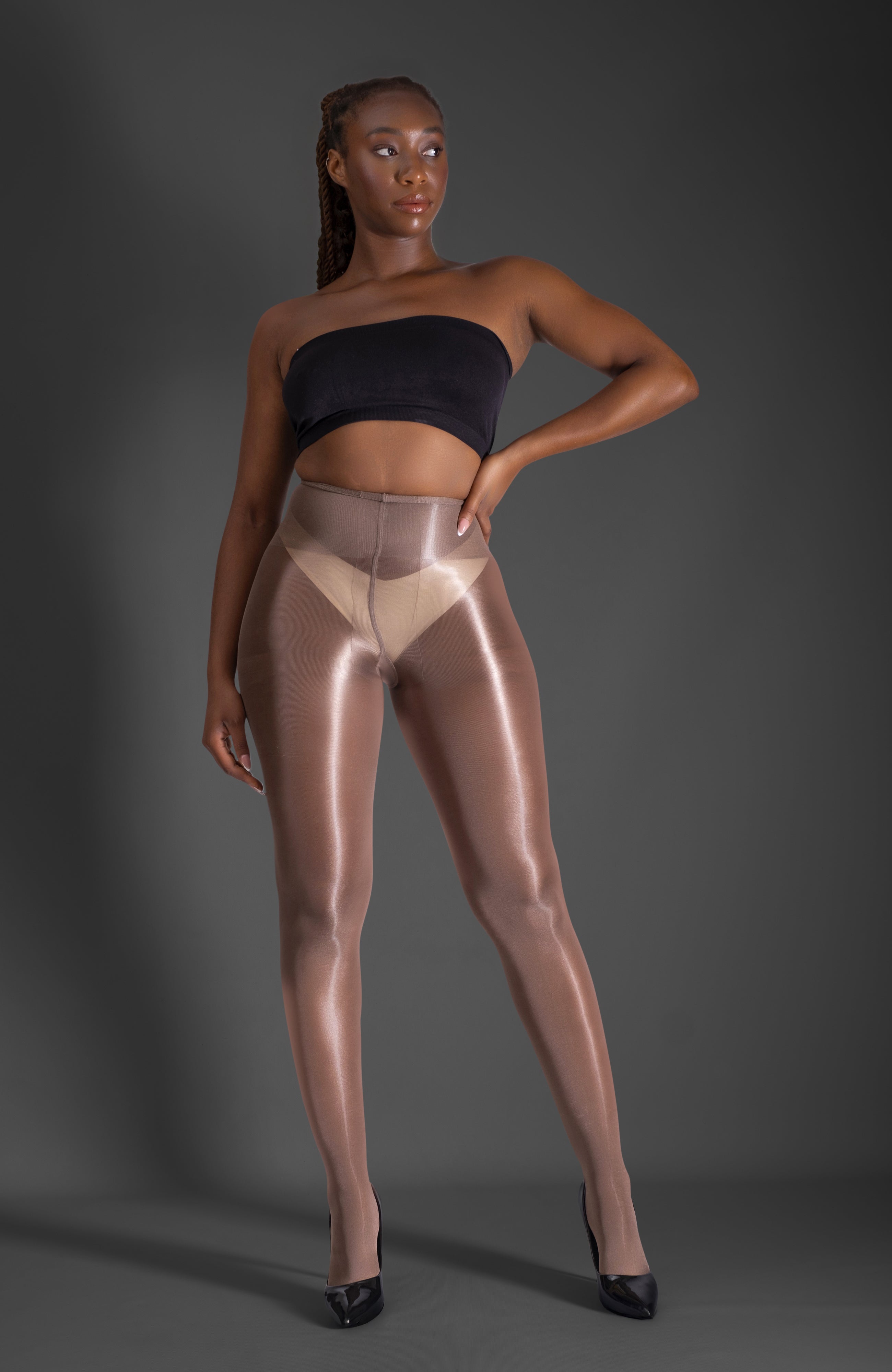 LECHERY® LUSTROUS SILKY SHINY 40 DENIER SEMI-OPAQUE PANTYHOSE TIGHTS • COCOA