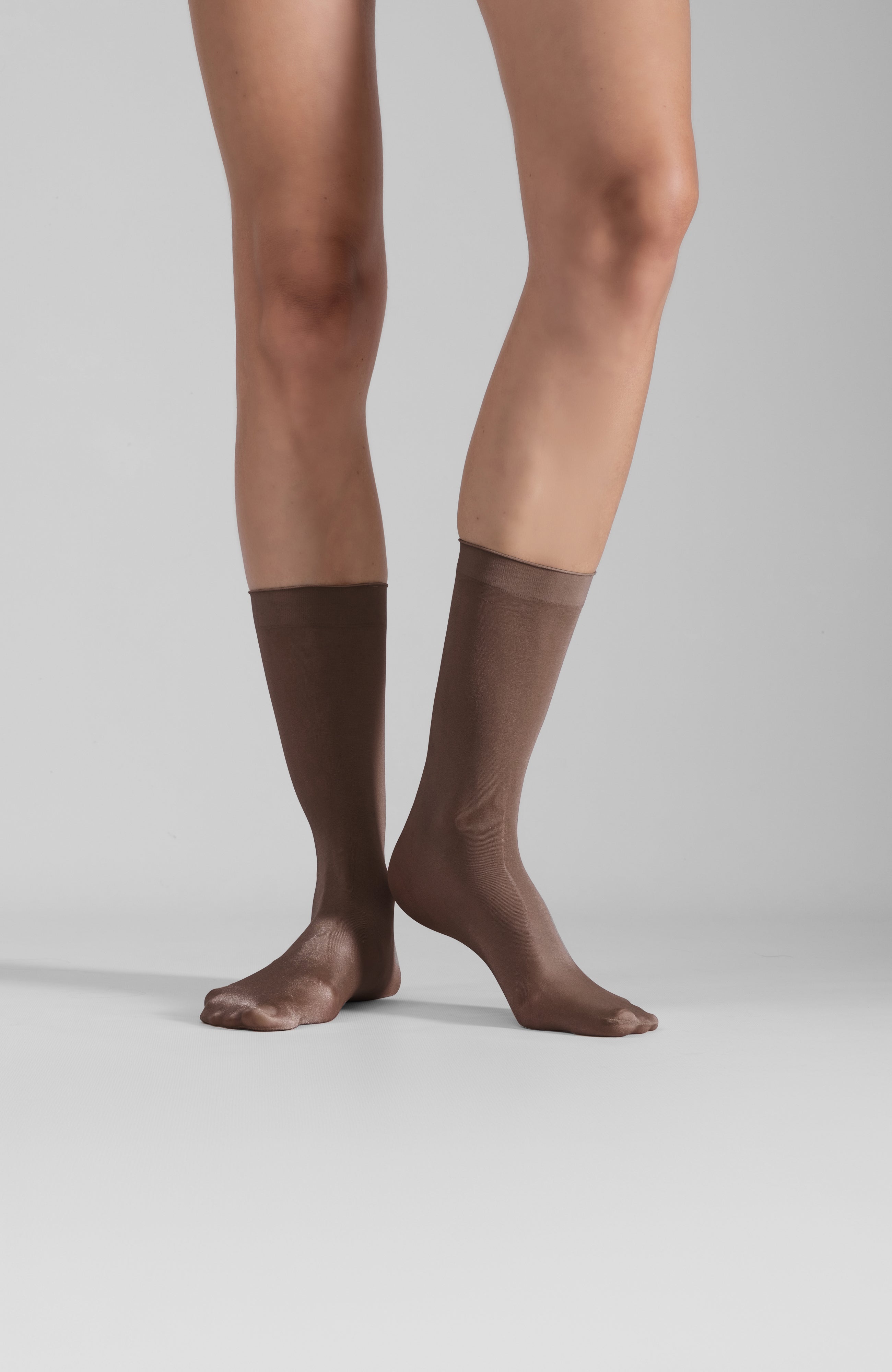 LECHERY® LUSTROUS SILKY SHINY SHEER DRESS SOCKS (2 PAIRS) • COCOA