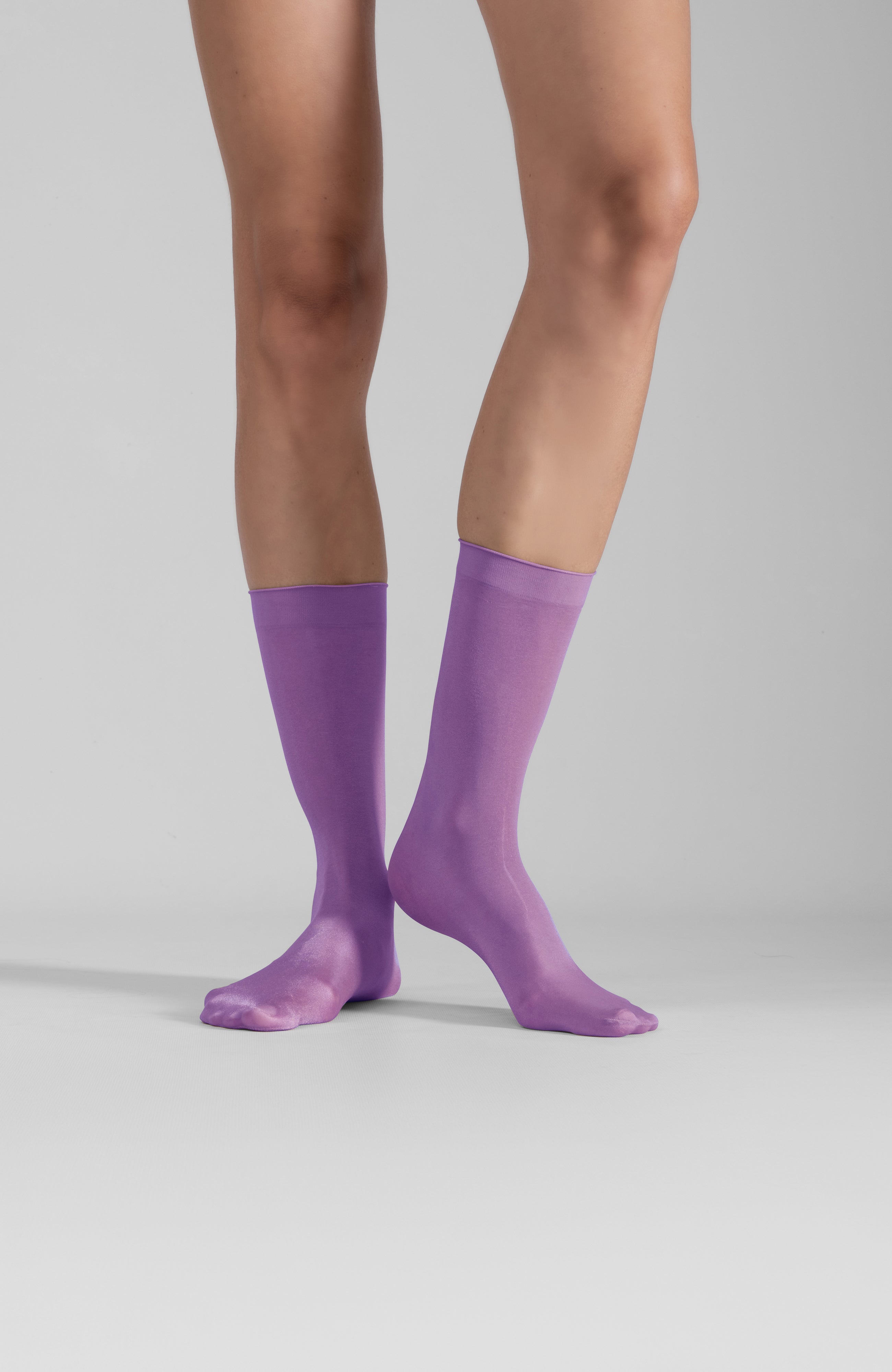 LECHERY® LUSTROUS SILKY SHINY SHEER DRESS SOCKS (2 PAIRS) • PURPLE