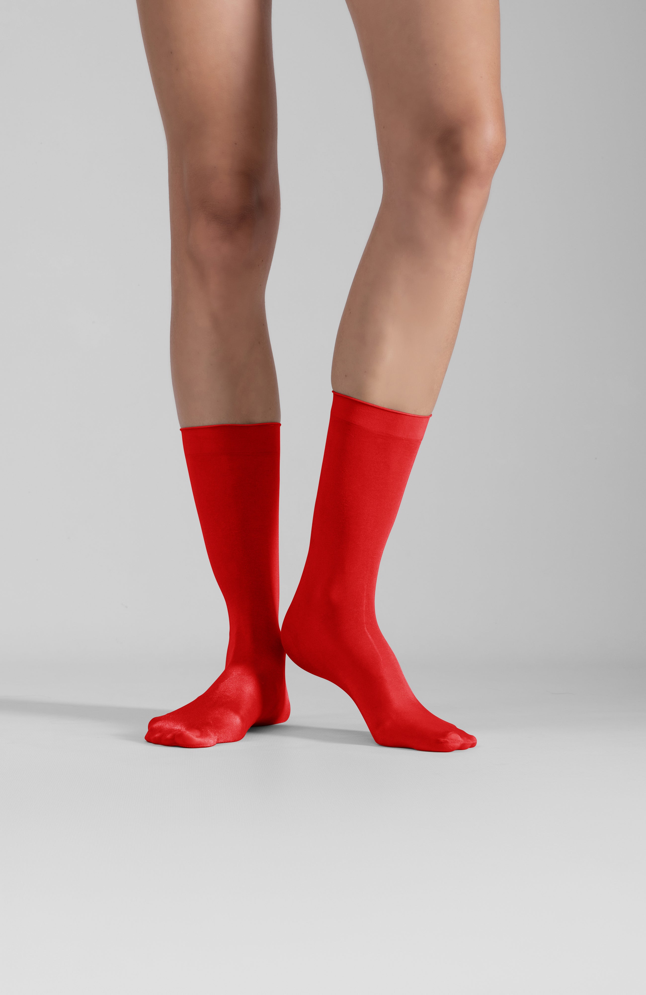 LECHERY® LUSTROUS SILKY SHINY SHEER DRESS SOCKS (2 PAIRS) • RED