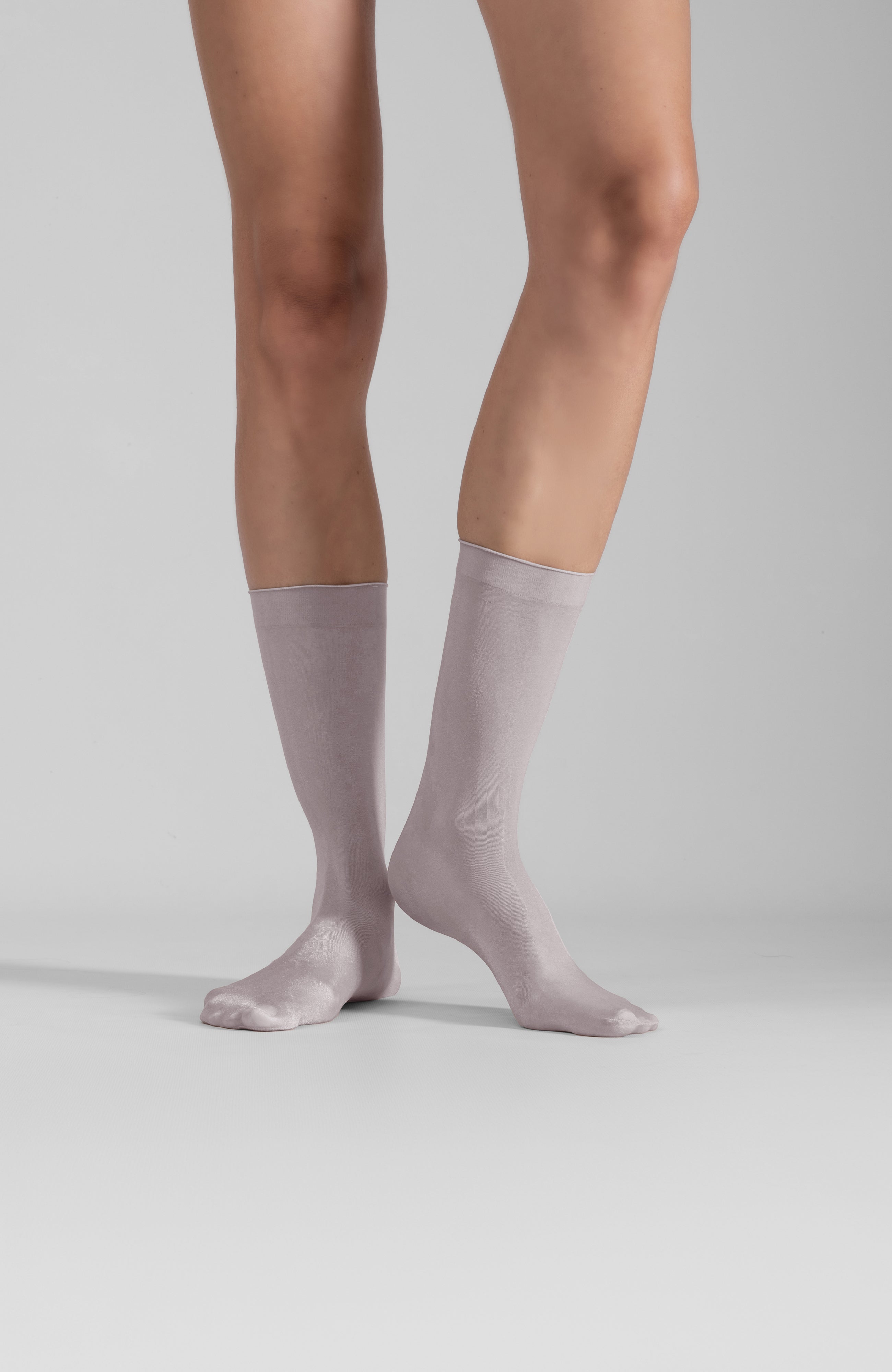 LECHERY® LUSTROUS SILKY SHINY SHEER DRESS SOCKS (2 PAIRS) • GREY