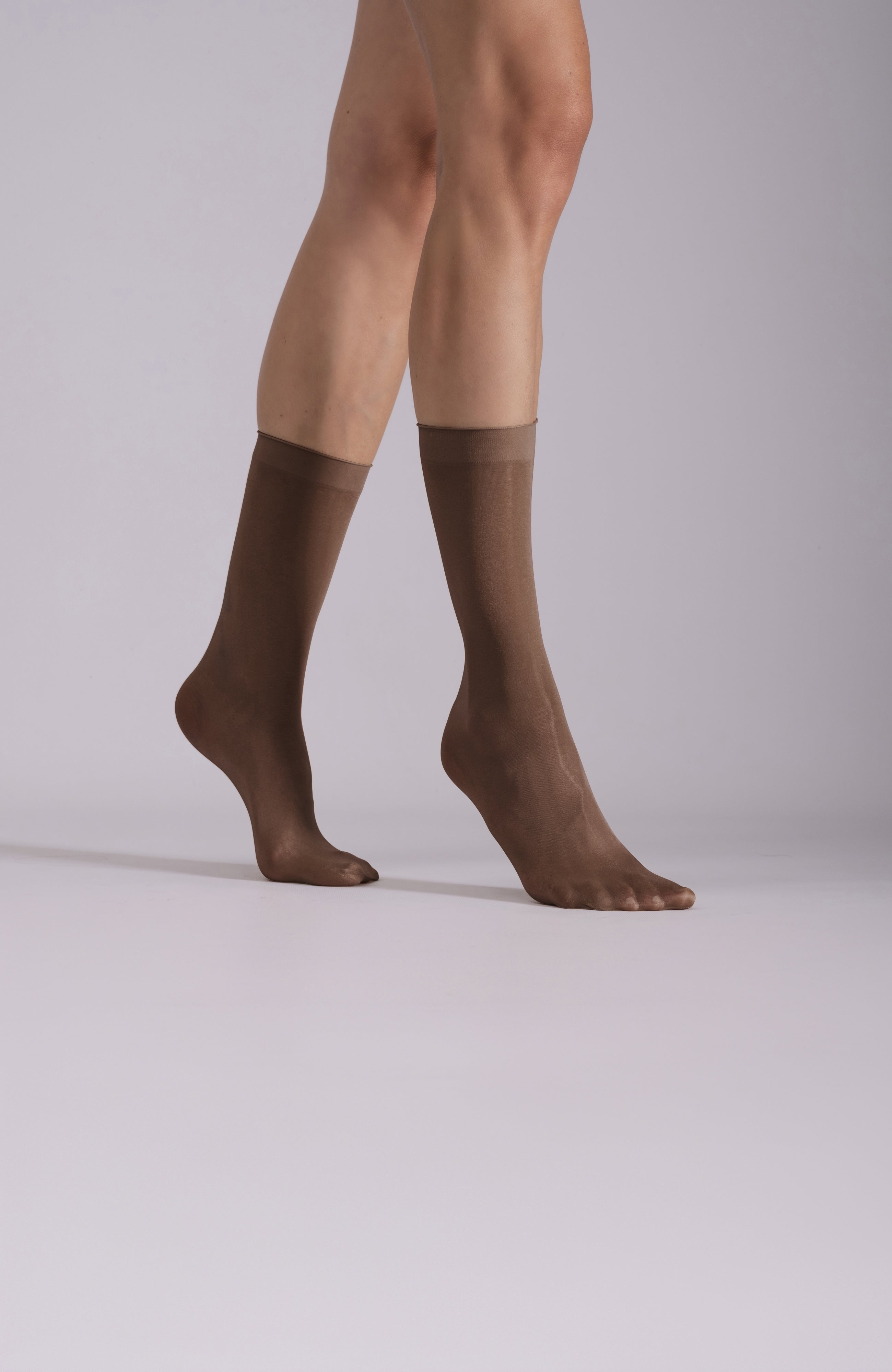 LECHERY® LUSTROUS SILKY SHINY SHEER DRESS SOCKS (2 PAIRS) • COCOA