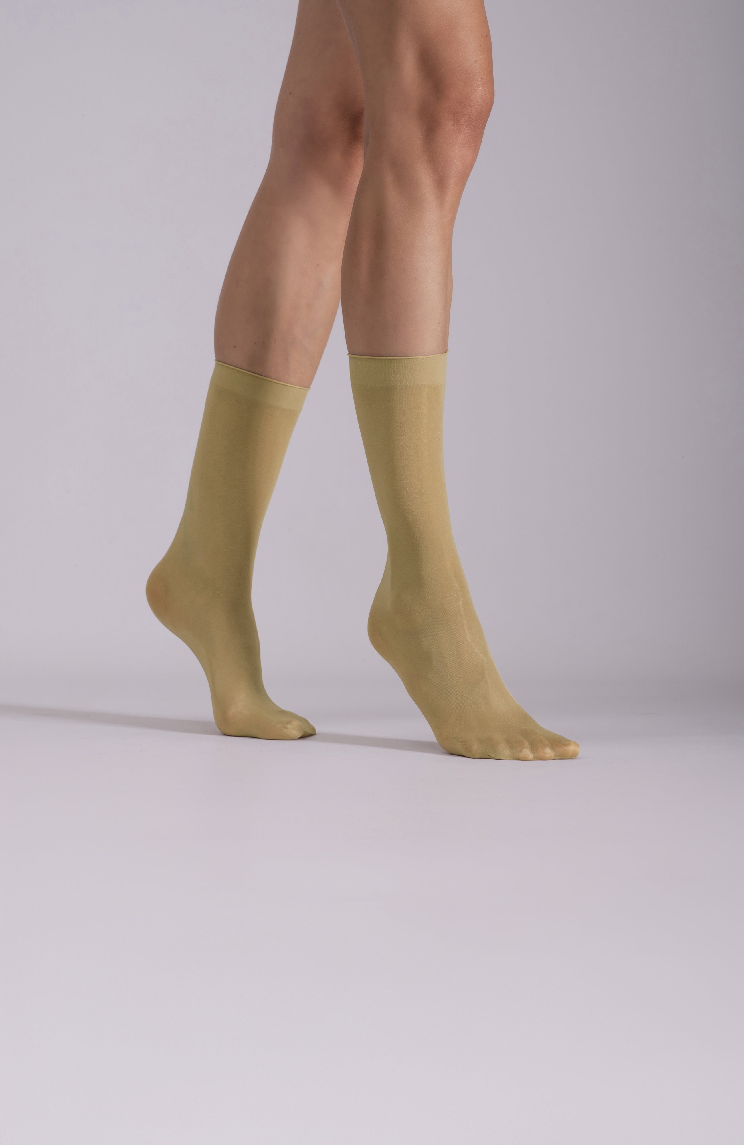 LECHERY® LUSTROUS SILKY SHINY SHEER DRESS SOCKS (2 PAIRS) • YELLOW
