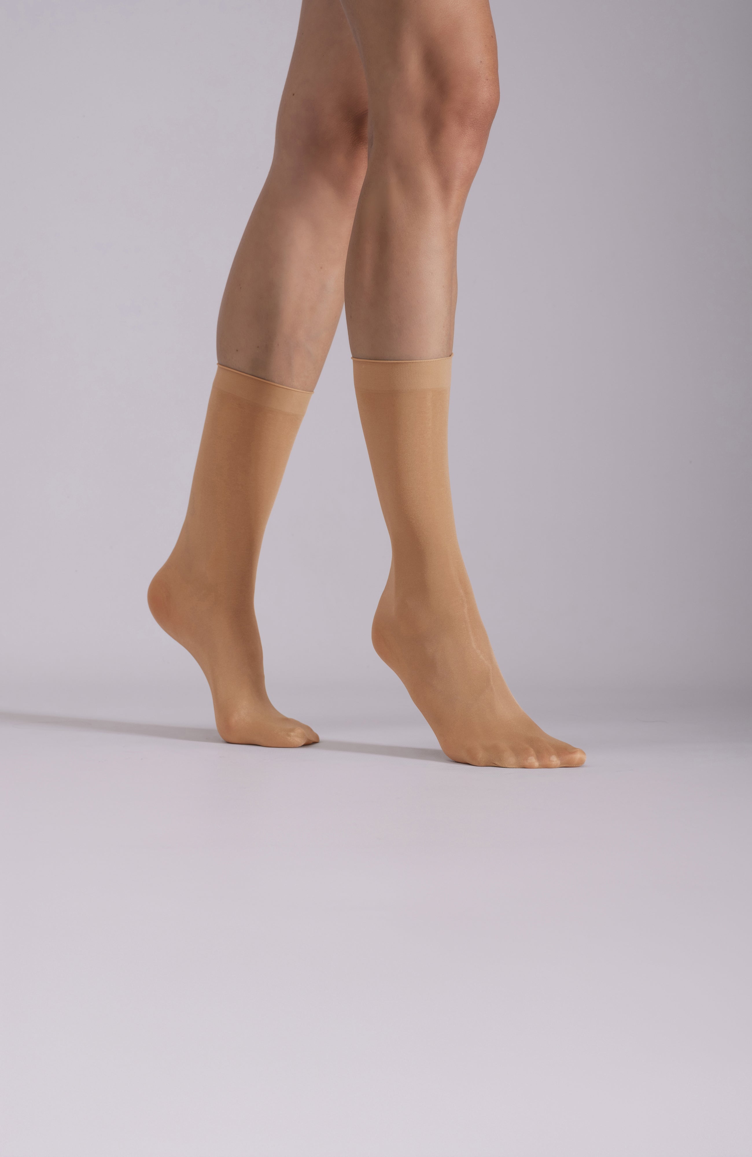 LECHERY® LUSTROUS SILKY SHINY SHEER DRESS SOCKS (2 PAIRS) • CARAMEL