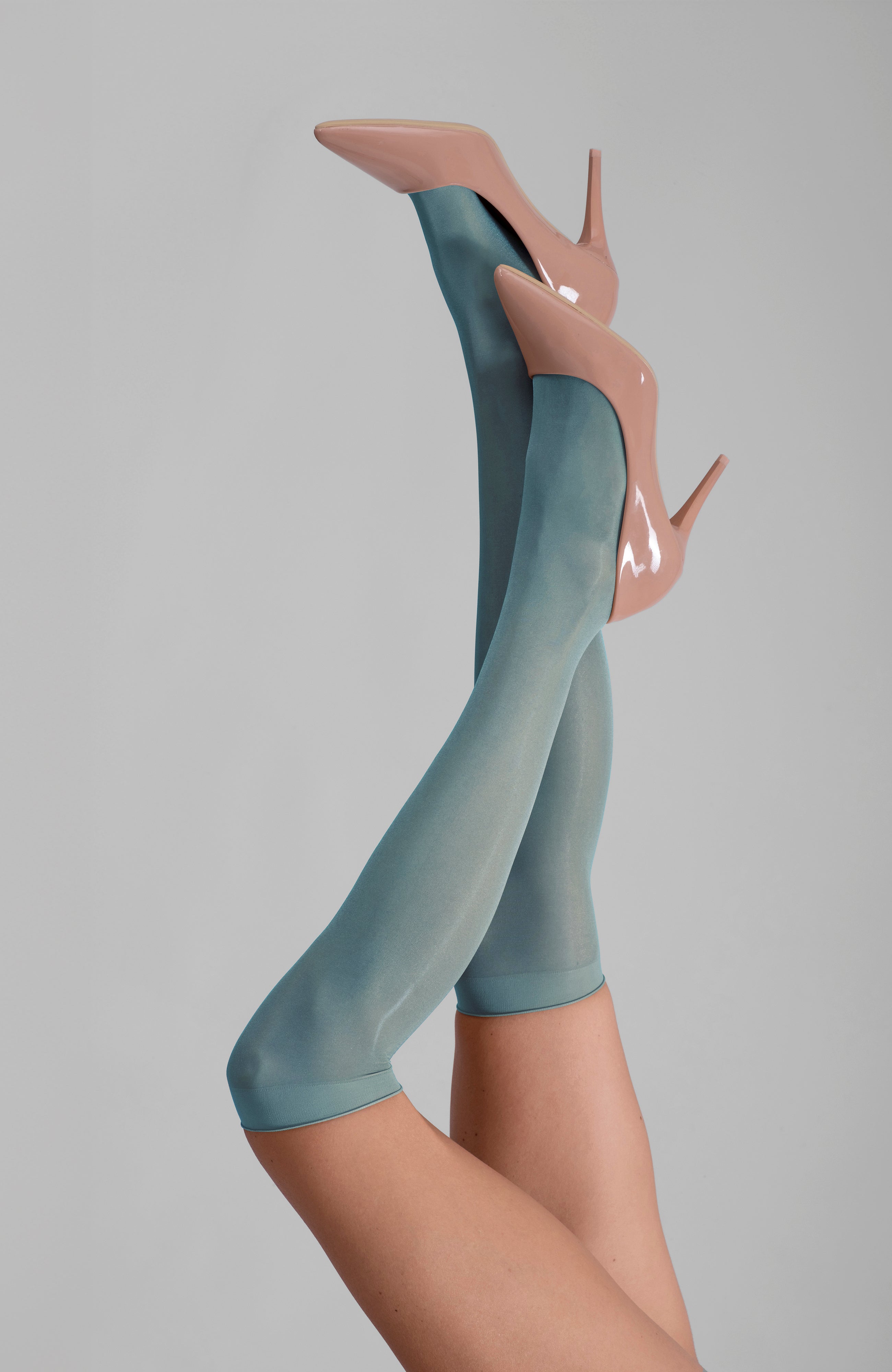 LECHERY® LUSTROUS SILKY SHINY SHEER DRESS KNEE-HIGHS (2 PAIRS) • GREEN