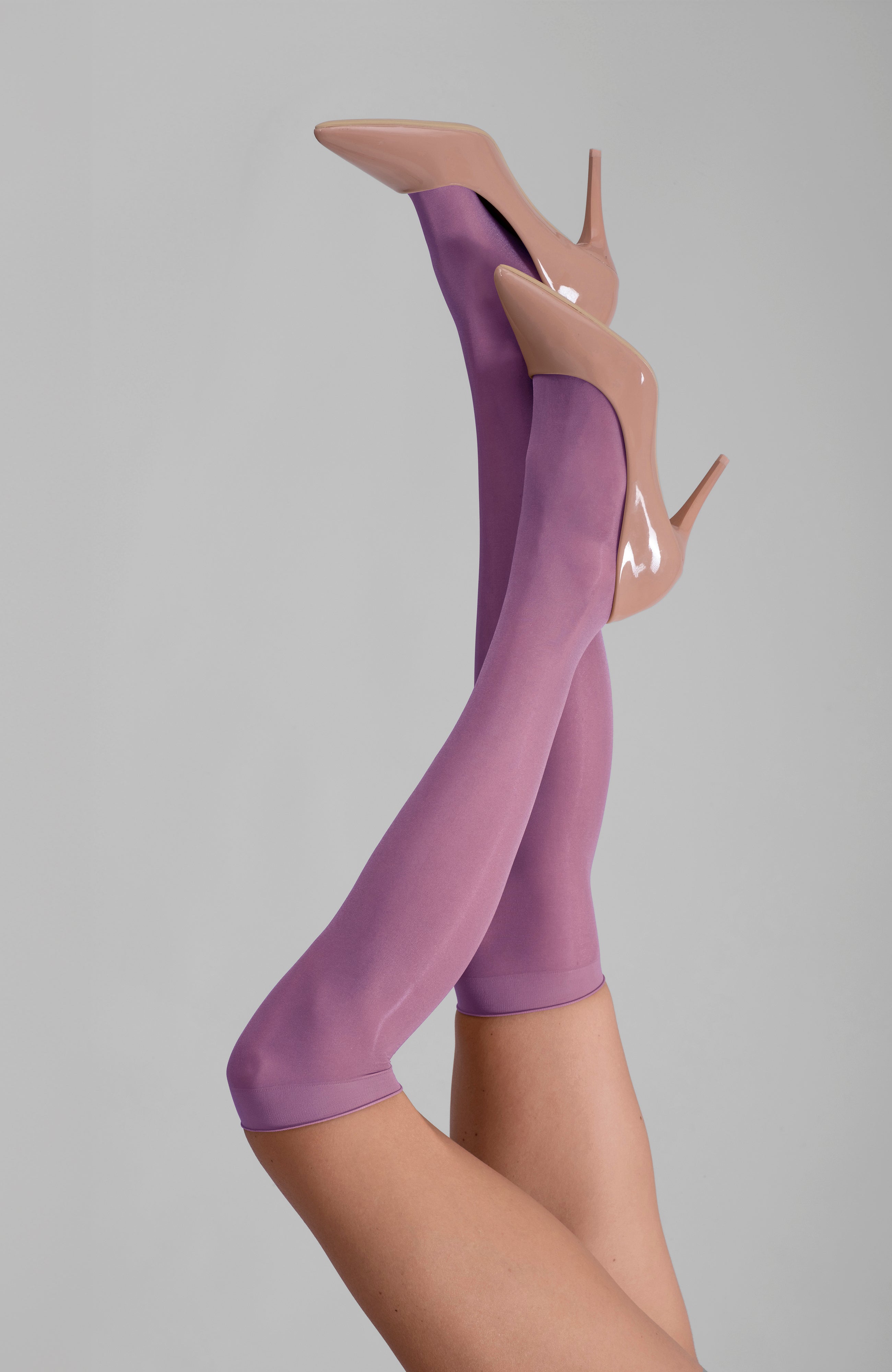 LECHERY® LUSTROUS SILKY SHINY SHEER DRESS KNEE-HIGHS (2 PAIRS) • PURPLE