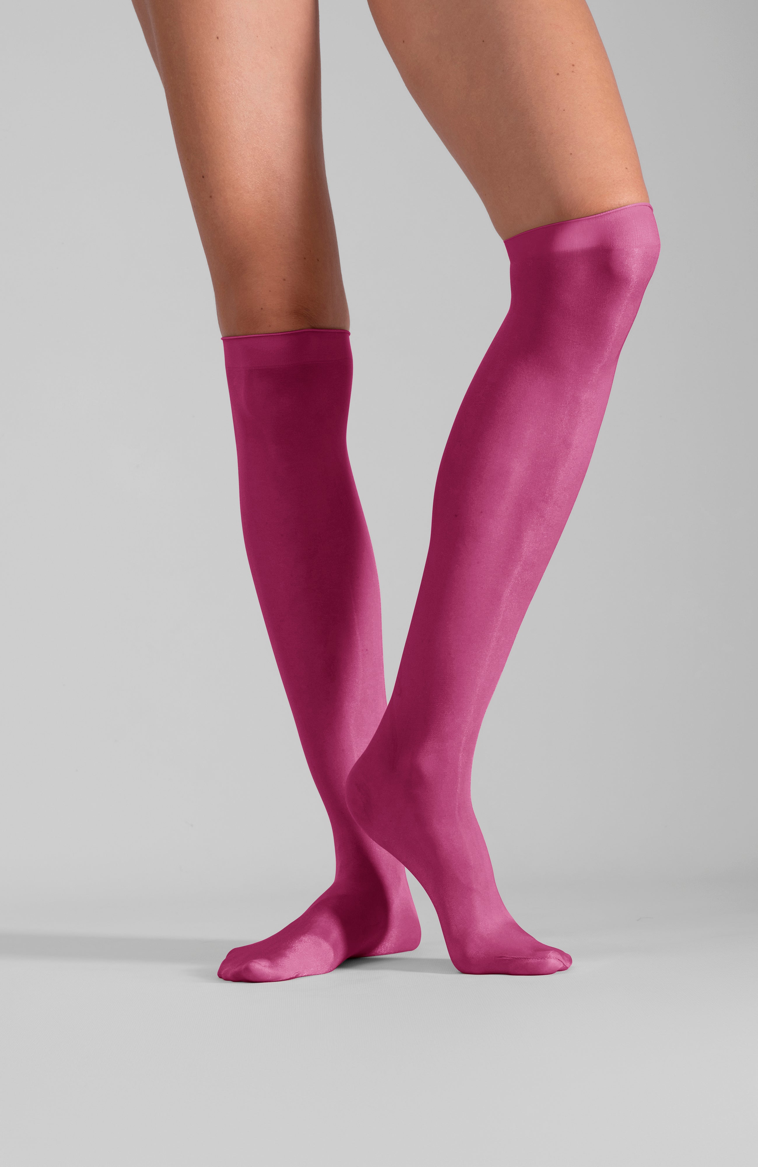 LECHERY® LUSTROUS SILKY SHINY SHEER DRESS KNEE-HIGHS (2 PAIRS) • PINK