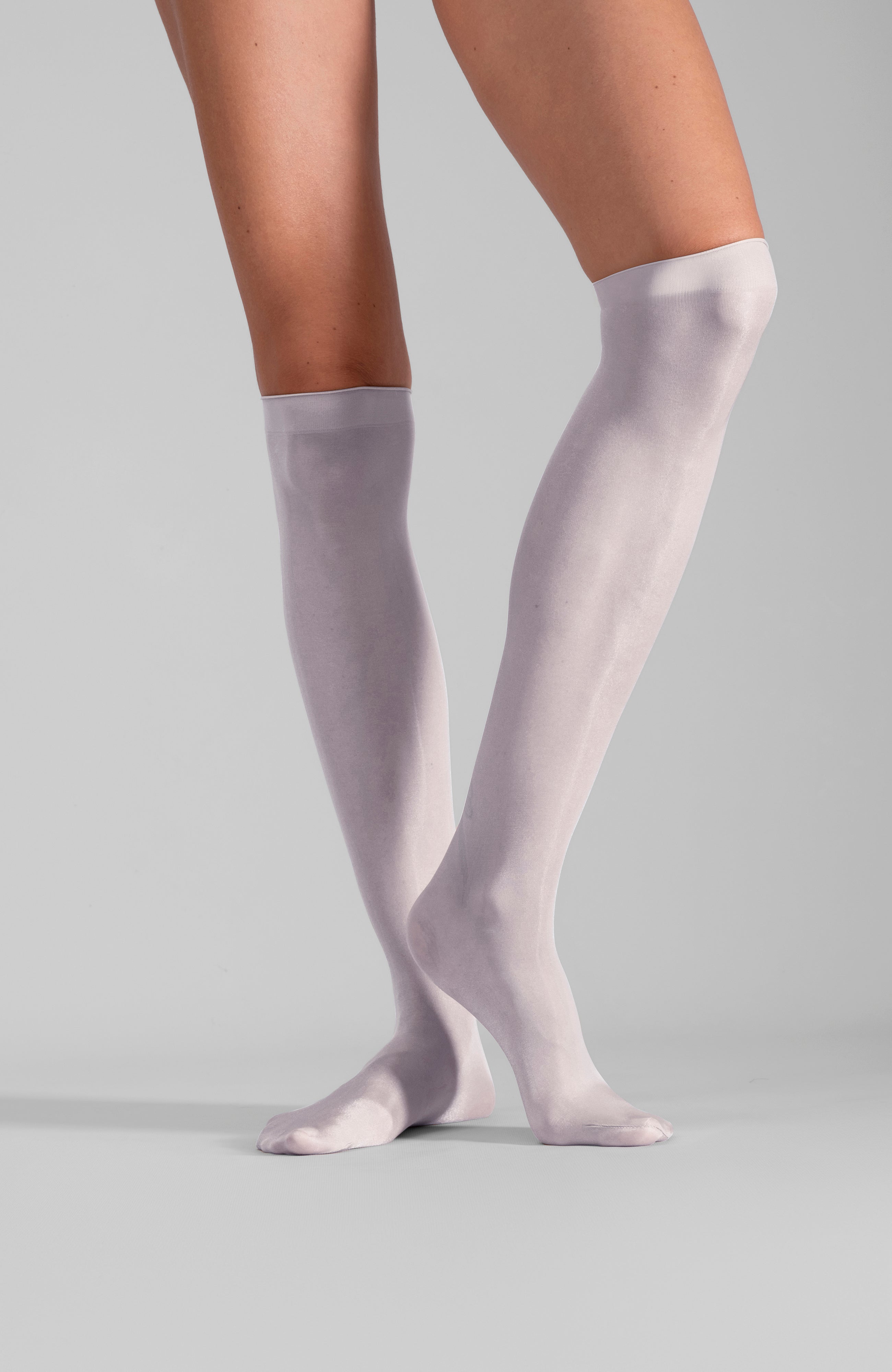 LECHERY® LUSTROUS SILKY SHINY SHEER DRESS KNEE-HIGHS (2 PAIRS) • WHITE