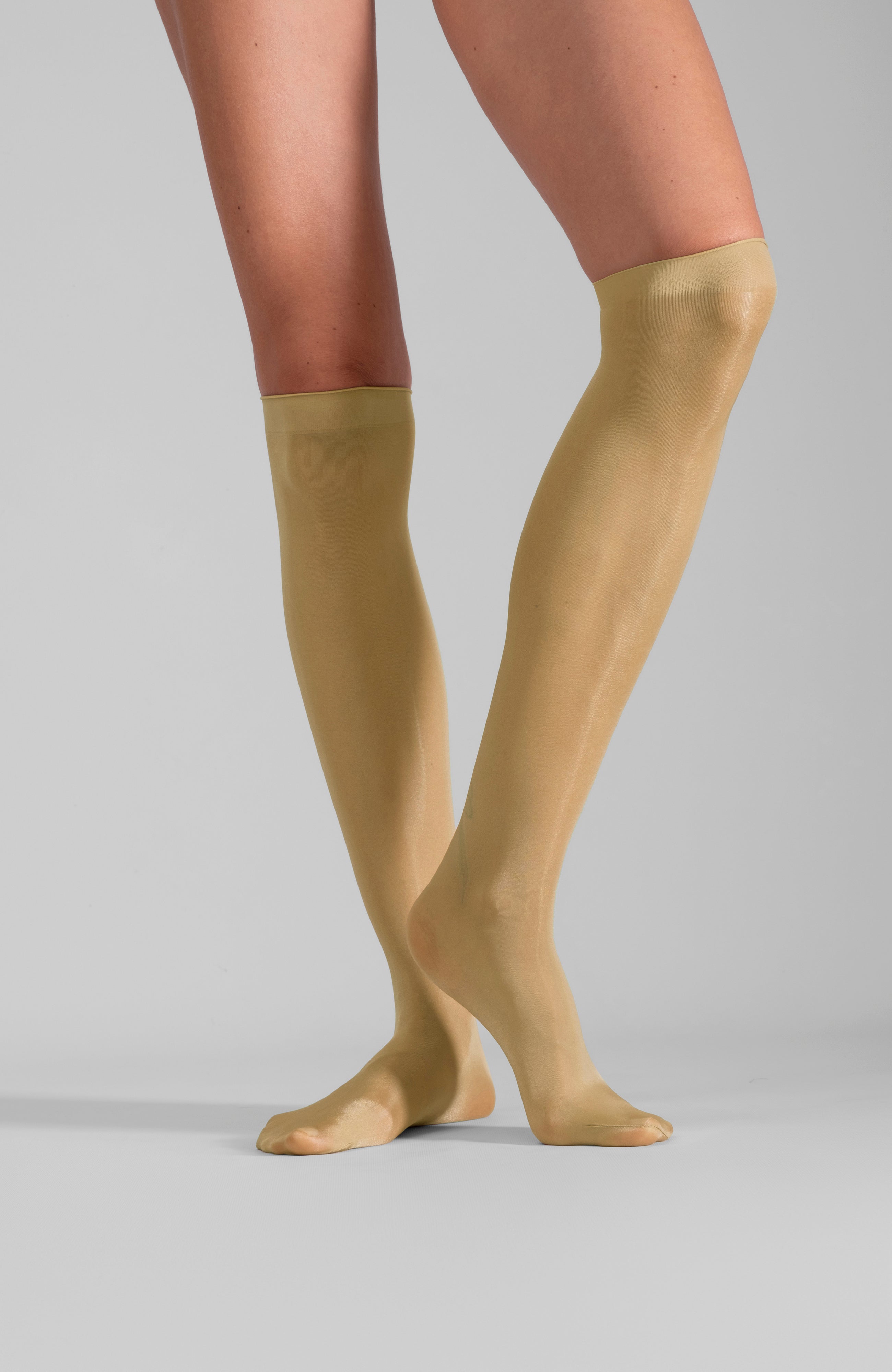 LECHERY® LUSTROUS SILKY SHINY SHEER DRESS KNEE-HIGHS (2 PAIRS) • YELLOW