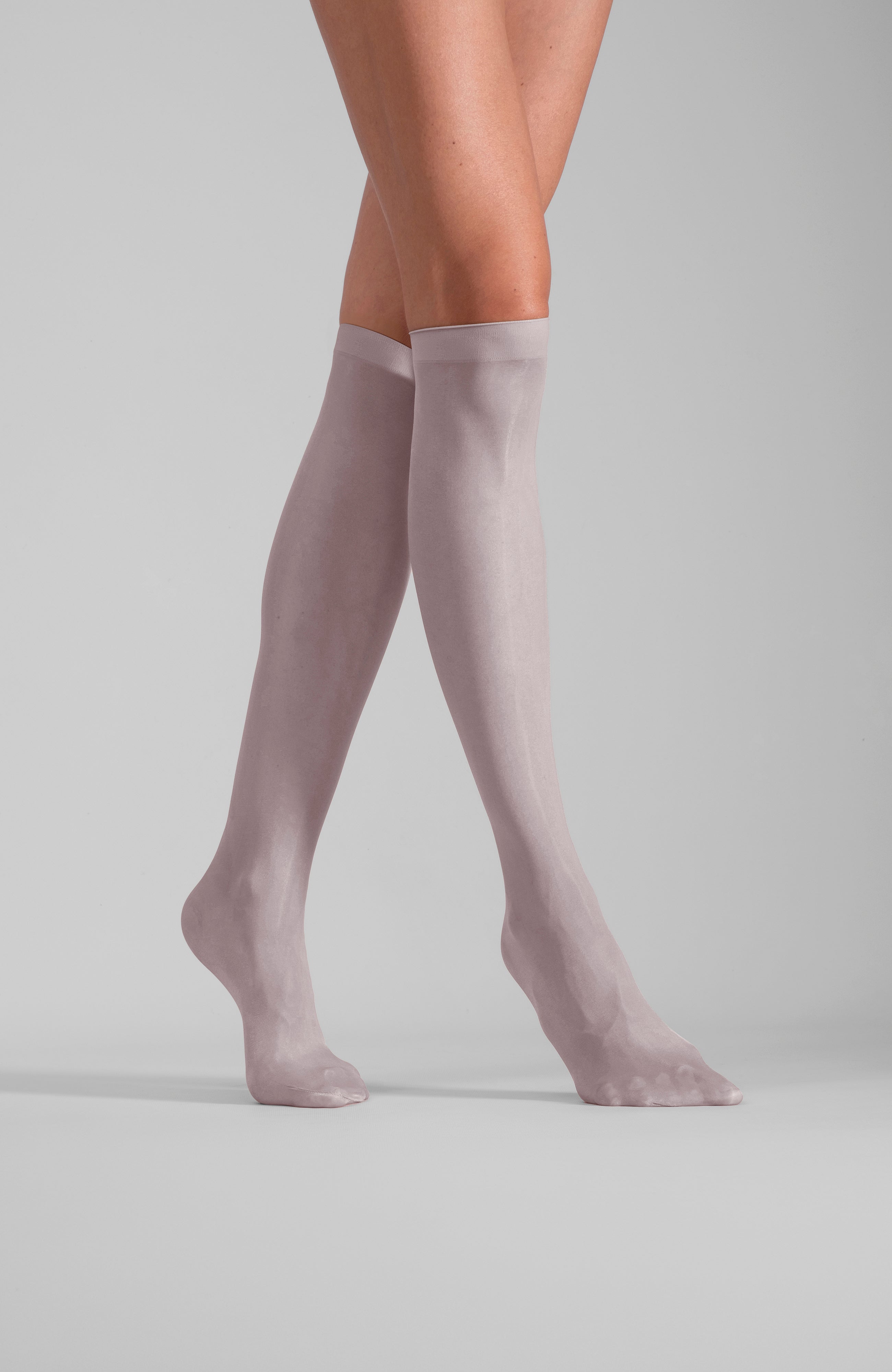 LECHERY® LUSTROUS SILKY SHINY SHEER DRESS KNEE-HIGHS (2 PAIRS) • GREY