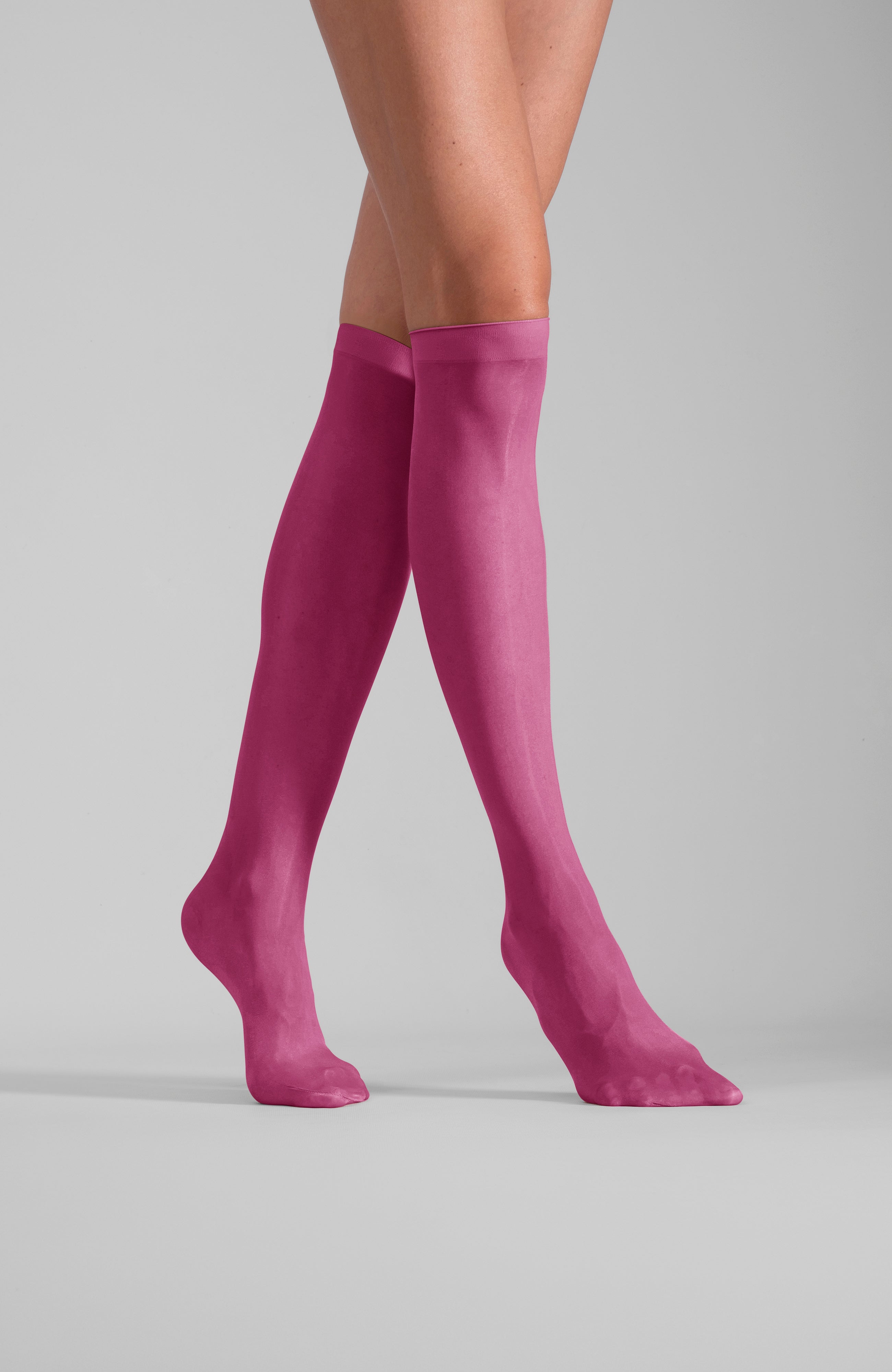 LECHERY® LUSTROUS SILKY SHINY SHEER DRESS KNEE-HIGHS (2 PAIRS) • PINK