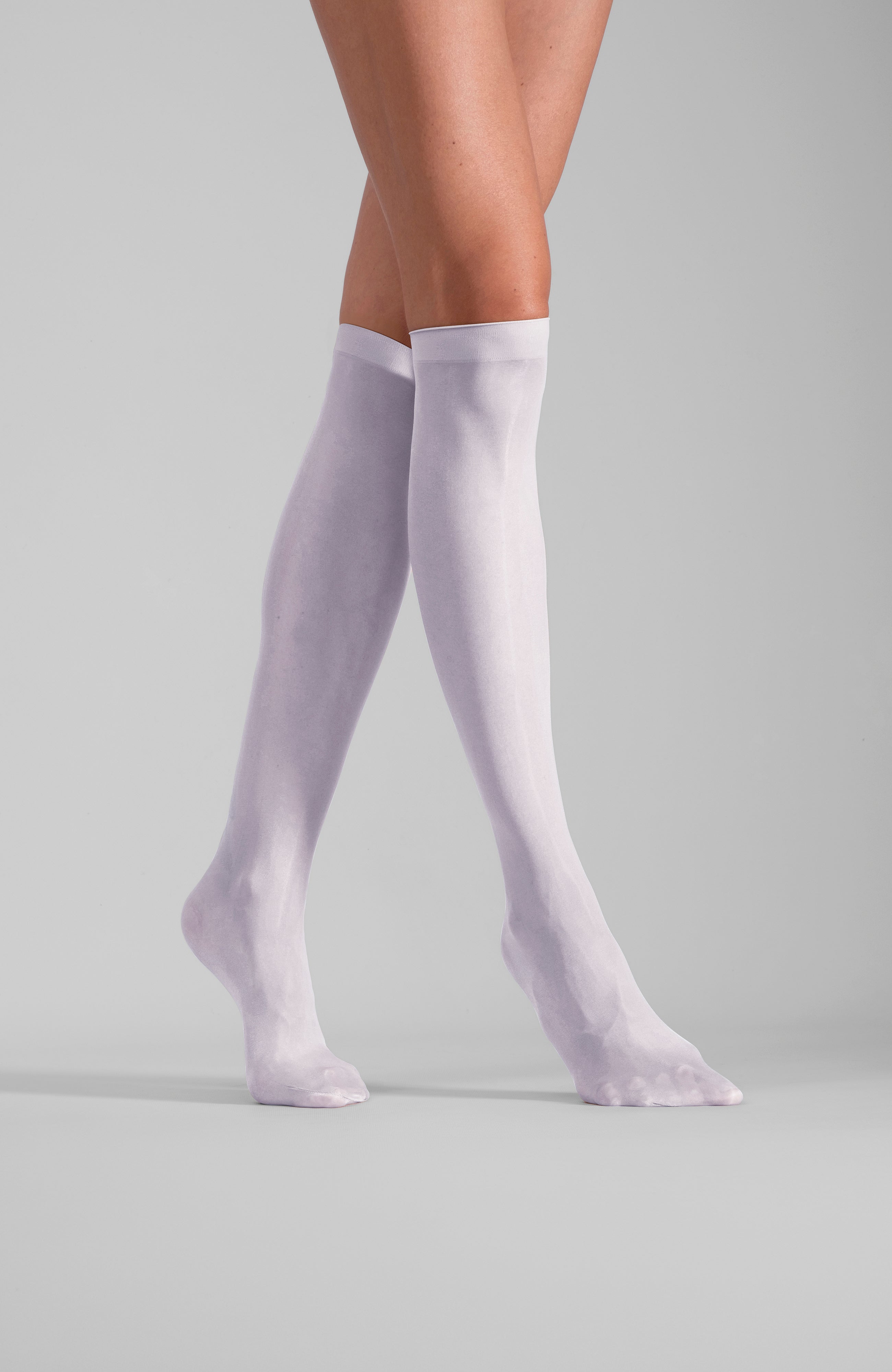 LECHERY® LUSTROUS SILKY SHINY SHEER DRESS KNEE-HIGHS (2 PAIRS) • WHITE