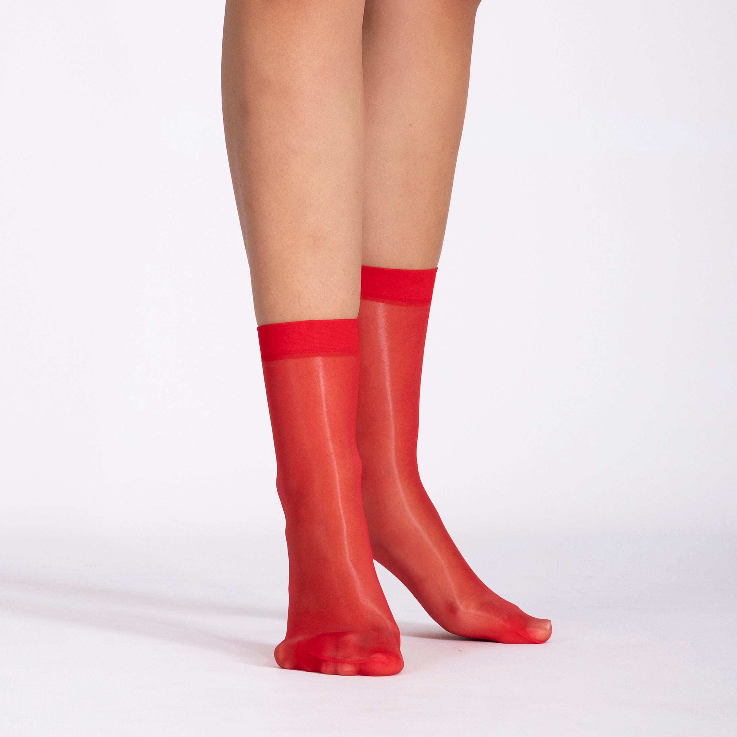 LECHERY® LUSTROUS SILKY SHINY SHEER DRESS SOCKS (2 PAIRS) • RED