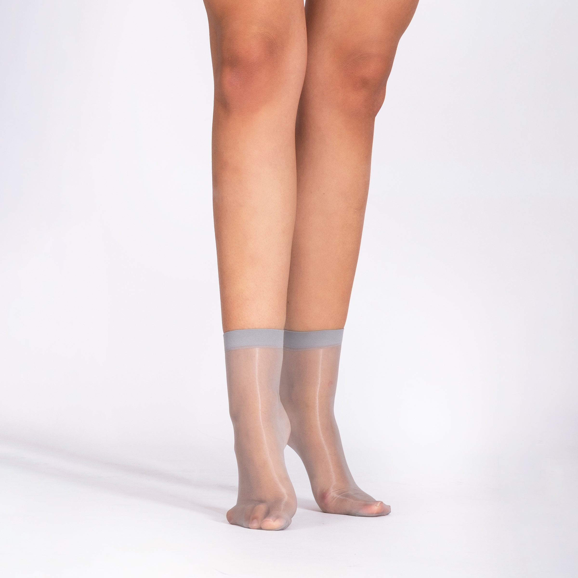 LECHERY® LUSTROUS SILKY SHINY SHEER DRESS SOCKS (2 PAIRS) • GREY