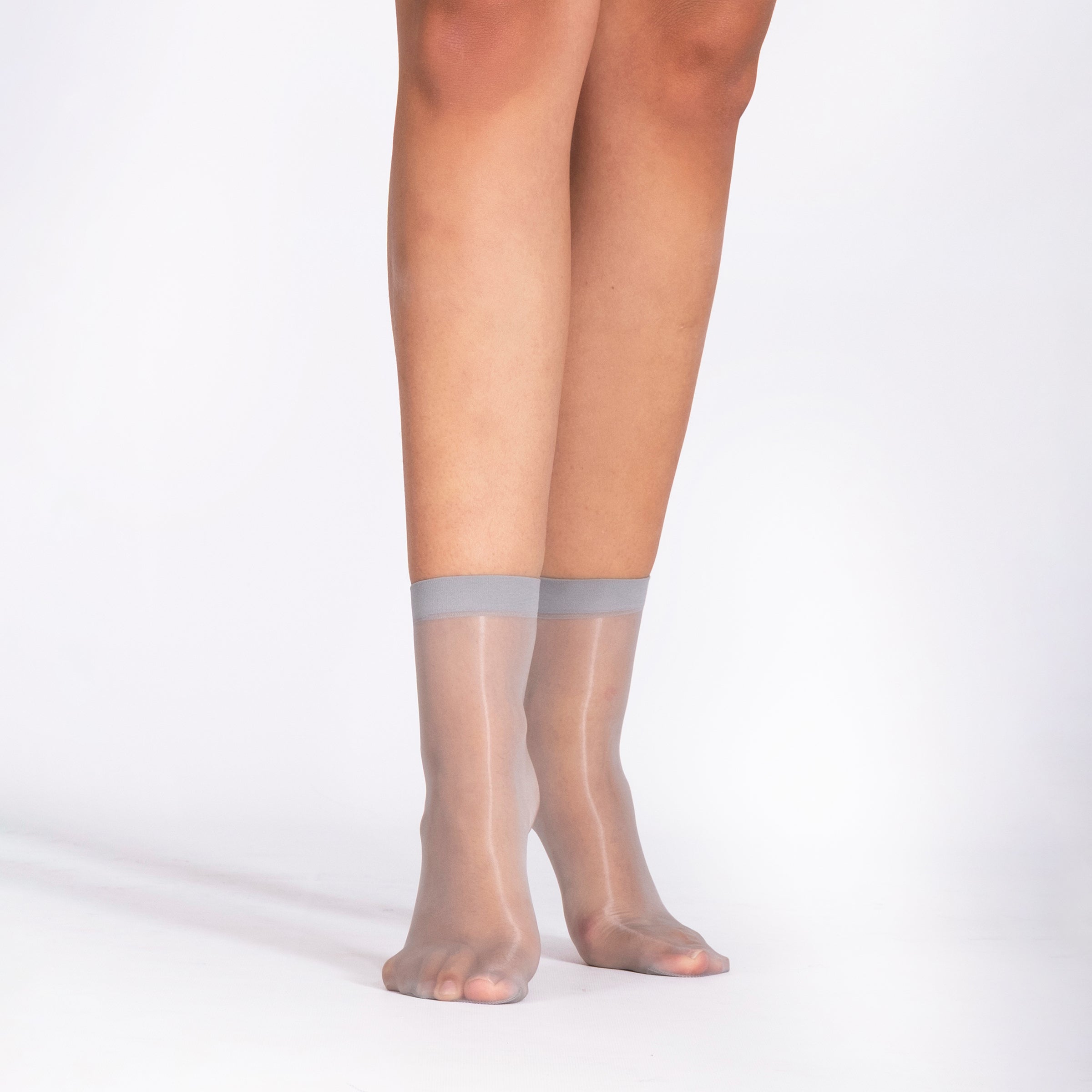 LECHERY® LUSTROUS SILKY SHINY SHEER DRESS SOCKS (2 PAIRS) • GREY
