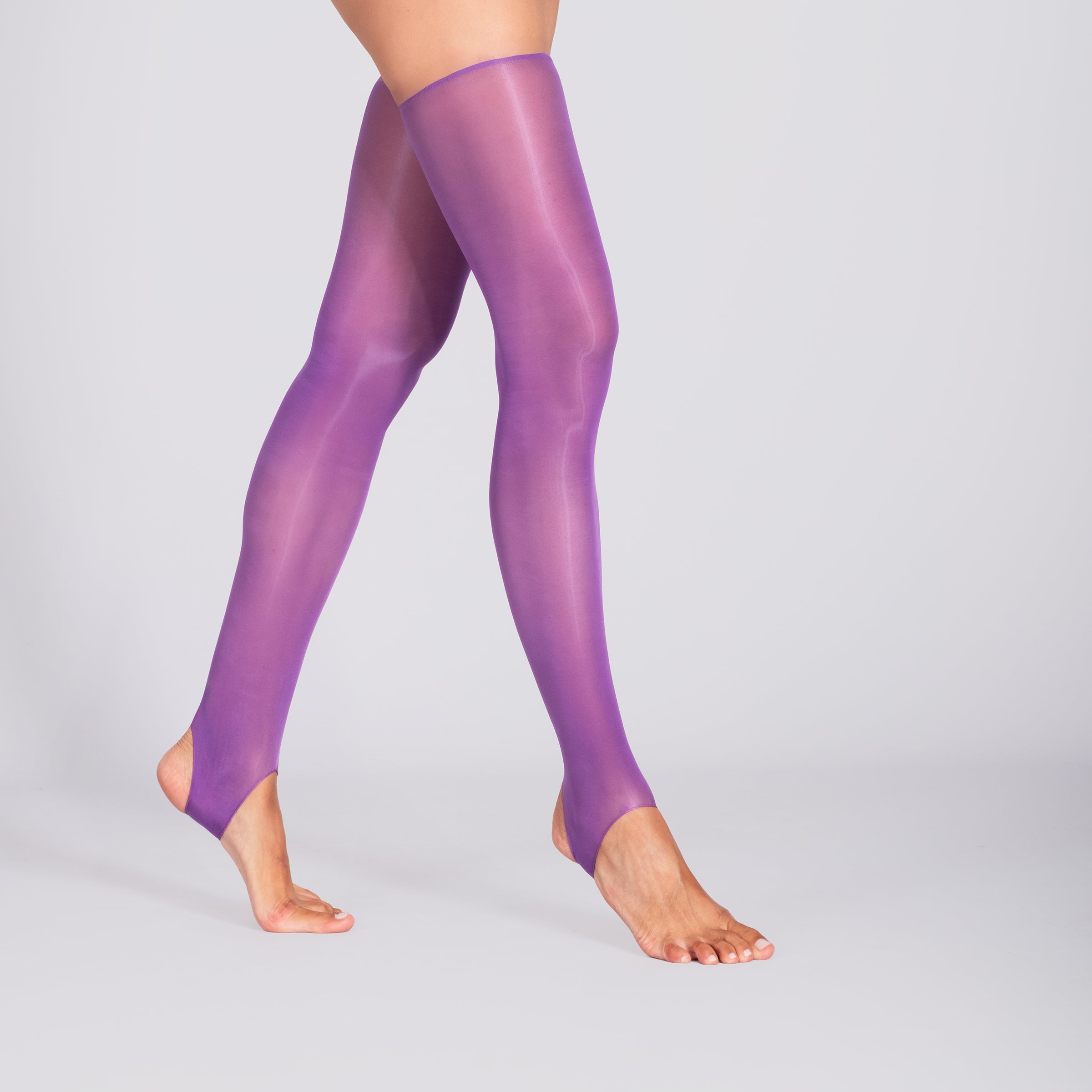 LECHERY® LUSTROUS SILKY SHINY STIRRUP THIGH HIGHS • PURPLE