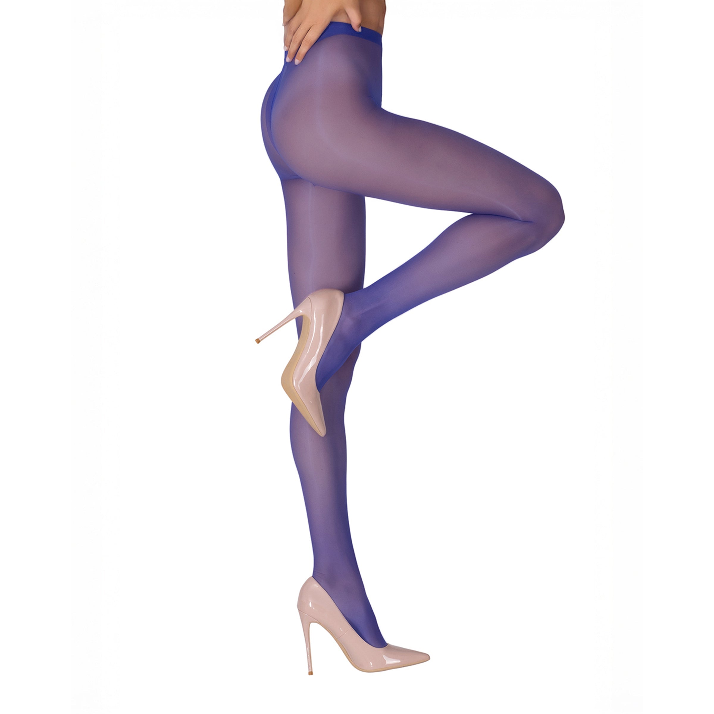 LECHERY® LUSTROUS SILKY SHINY 40 DENIER SEMI-OPAQUE PANTYHOSE TIGHTS • BLUE