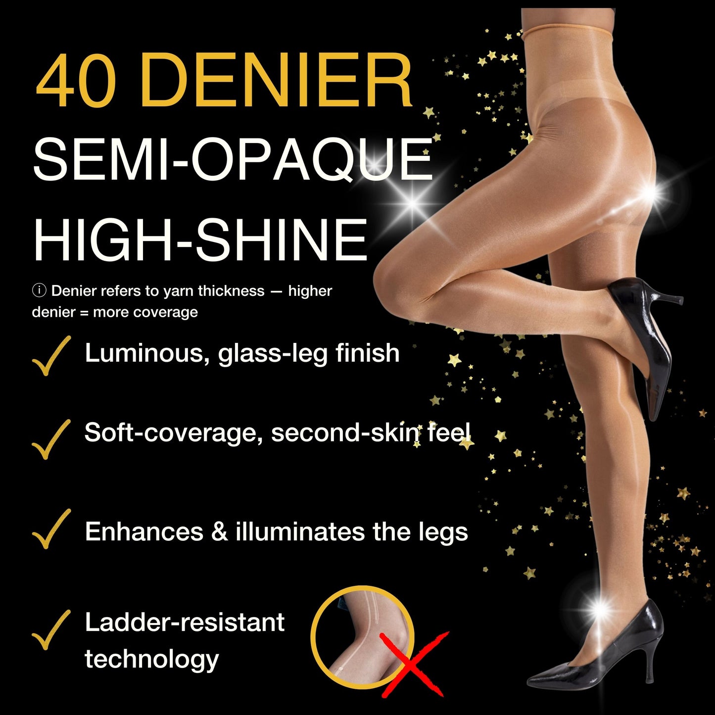 Lustrous Shiny Semi-Opaque Pantyhose