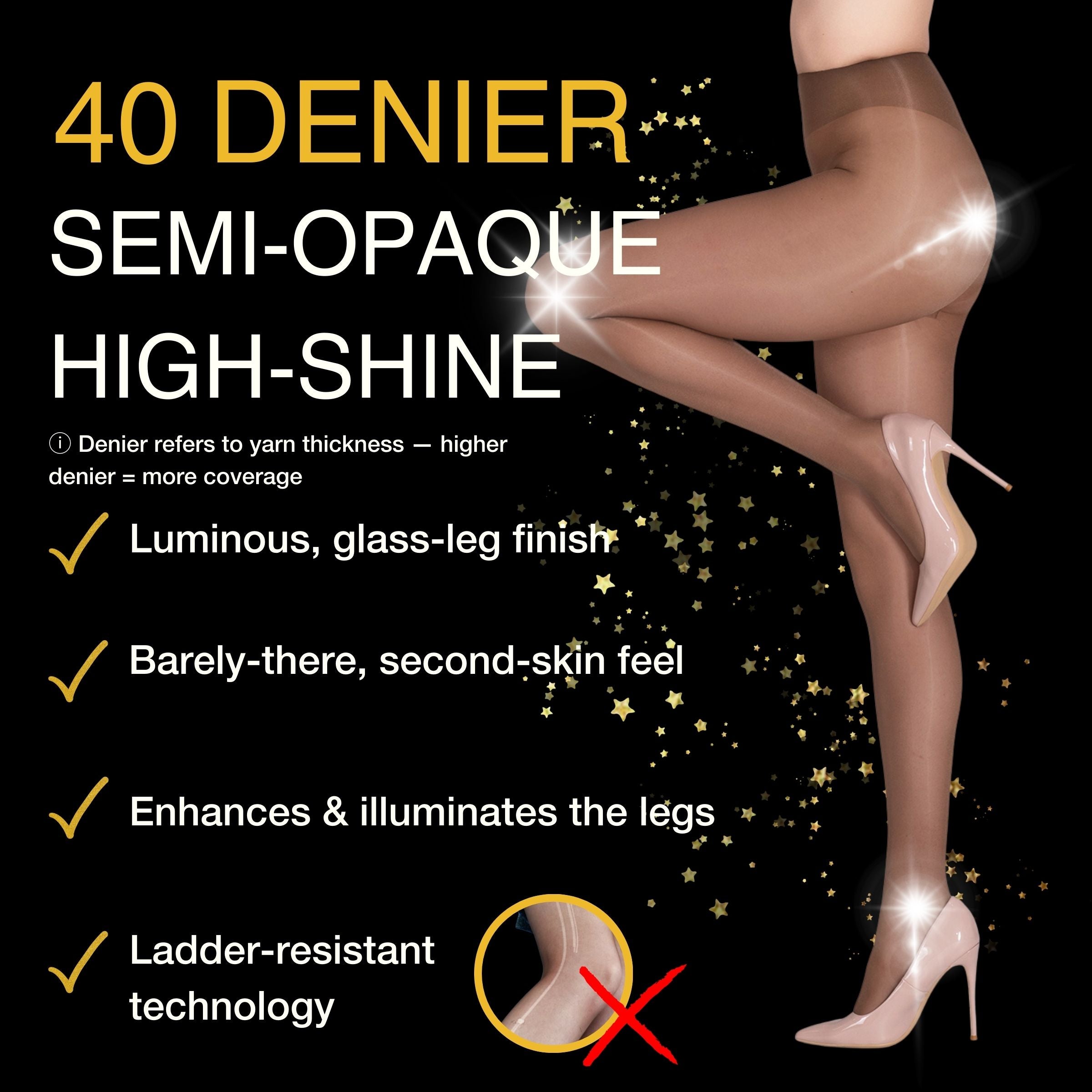 Lustrous Shiny Semi-Opaque Pantyhose
