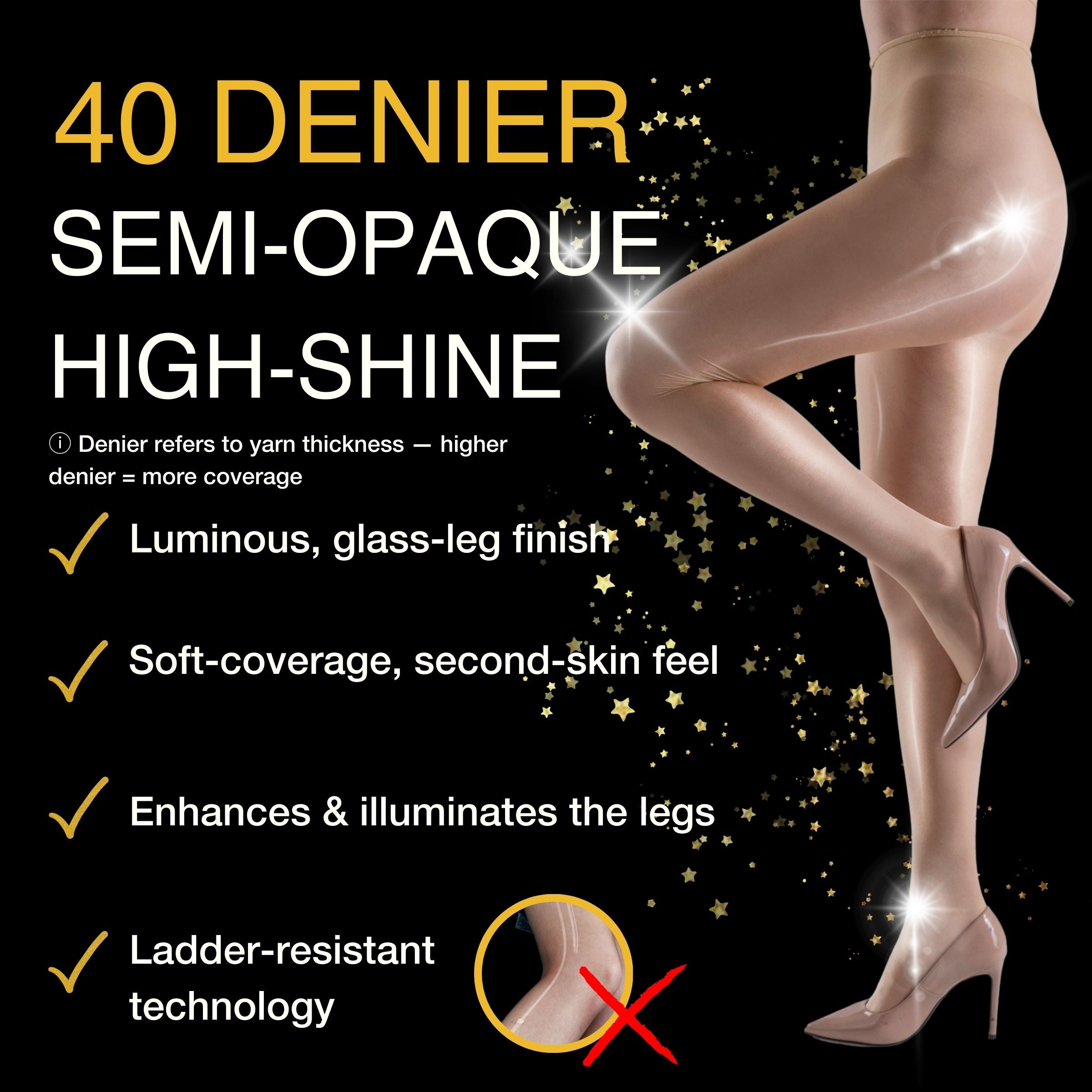 Lustrous Shiny Semi-Opaque Pantyhose