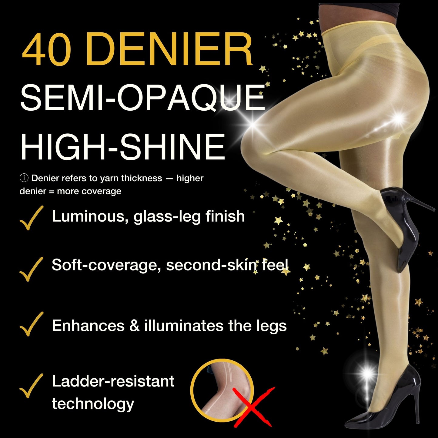Lustrous Shiny Semi-Opaque Pantyhose