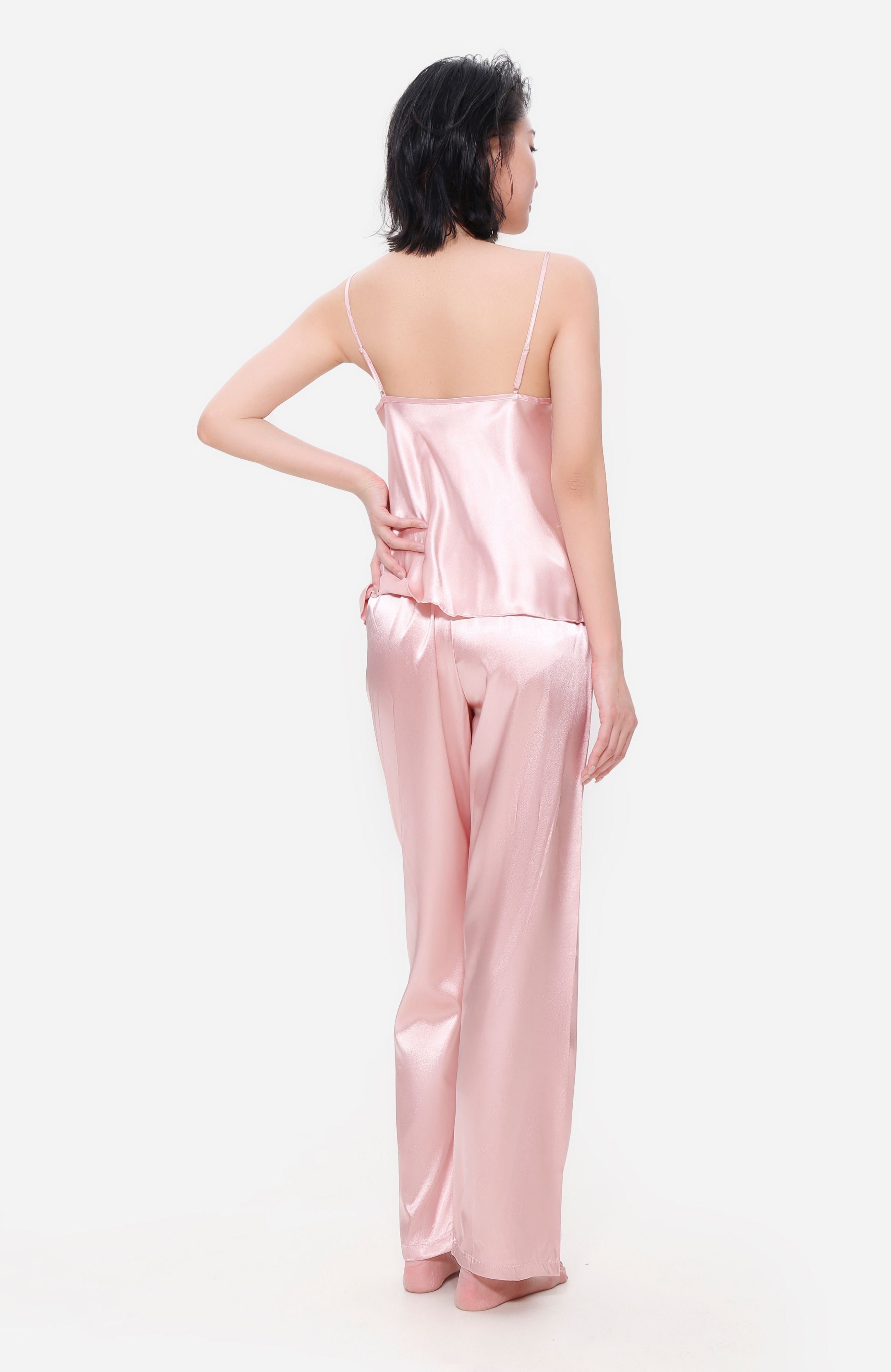 LECHERY® LUSTROUS SILKY SHINY SATIN 2-PIECE PAJAMA SET • PINK