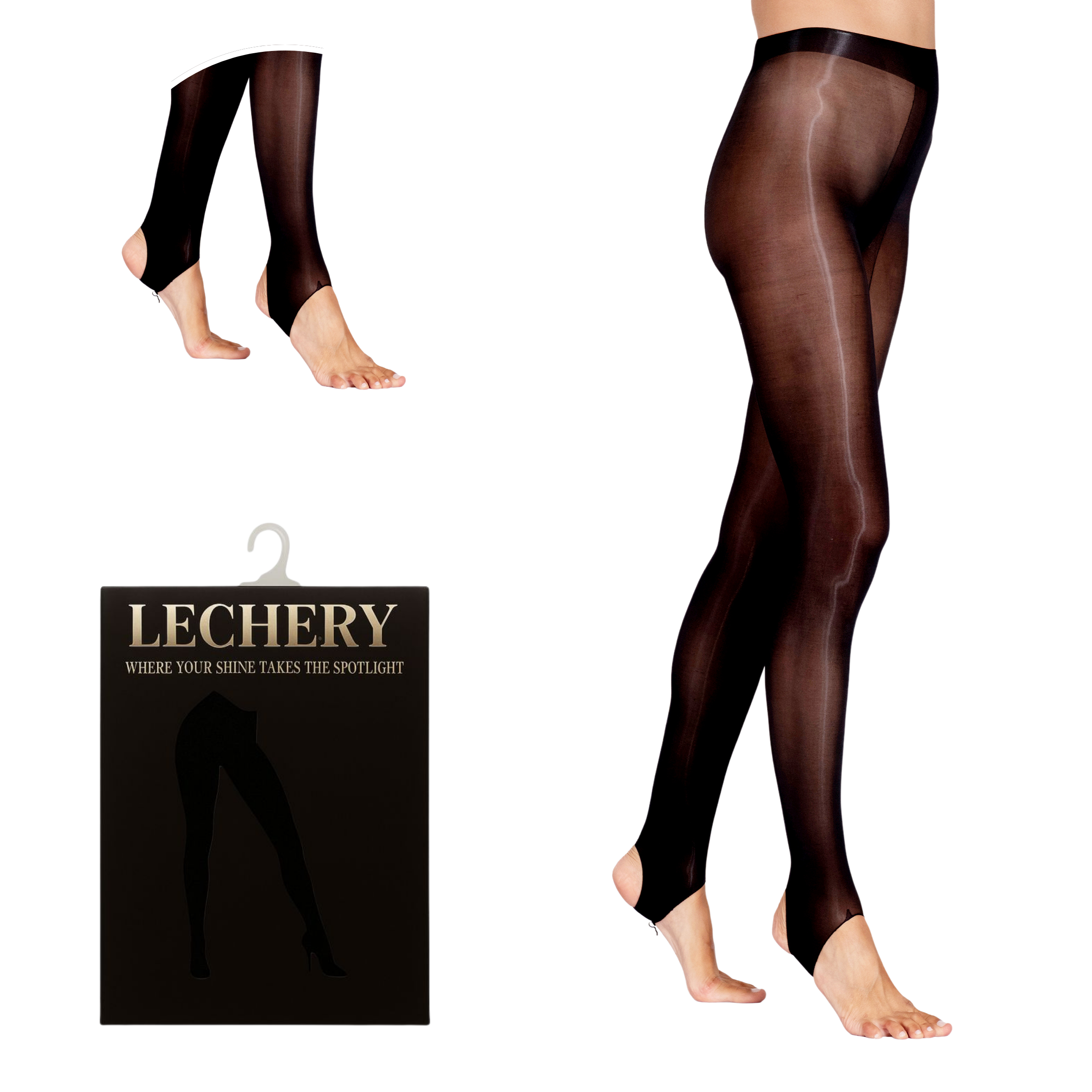 Lustrous Shiny Semi-Opaque Stirrup Tights