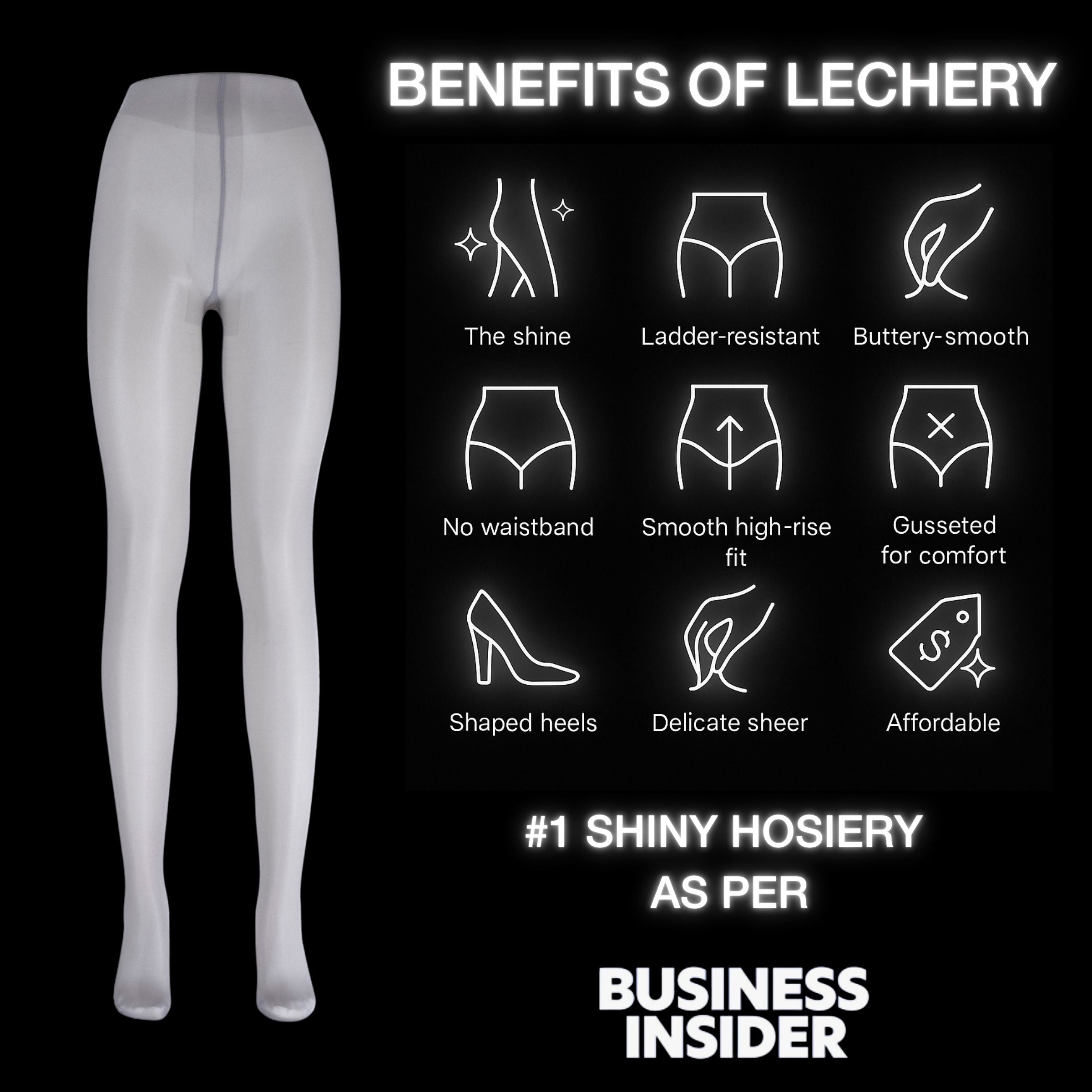 LECHERY® LUSTROUS SILKY SHINY 20 DENIER PANTYHOSE • GREY