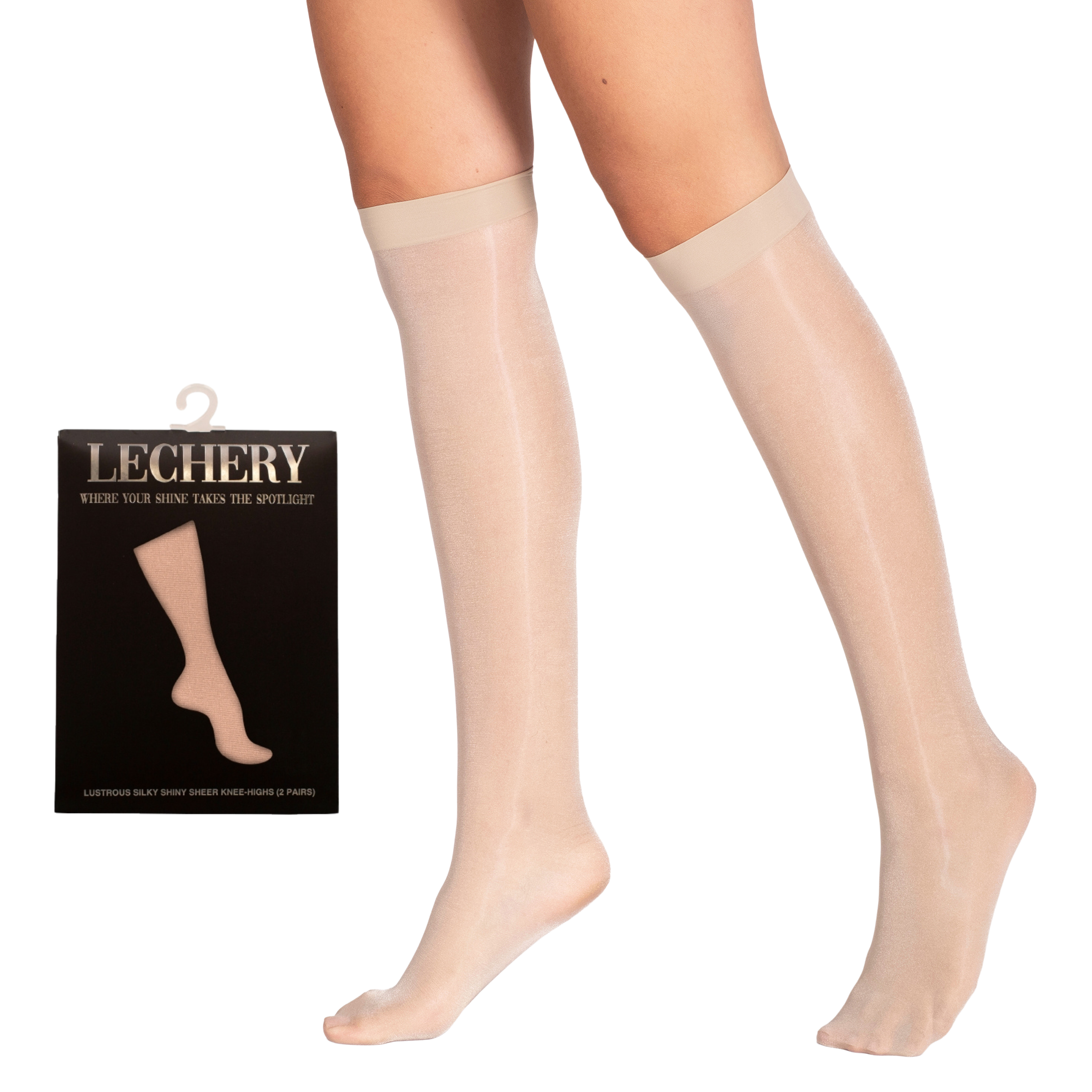 Lustrous Shiny Sheer Knee-Highs (2-Pack)