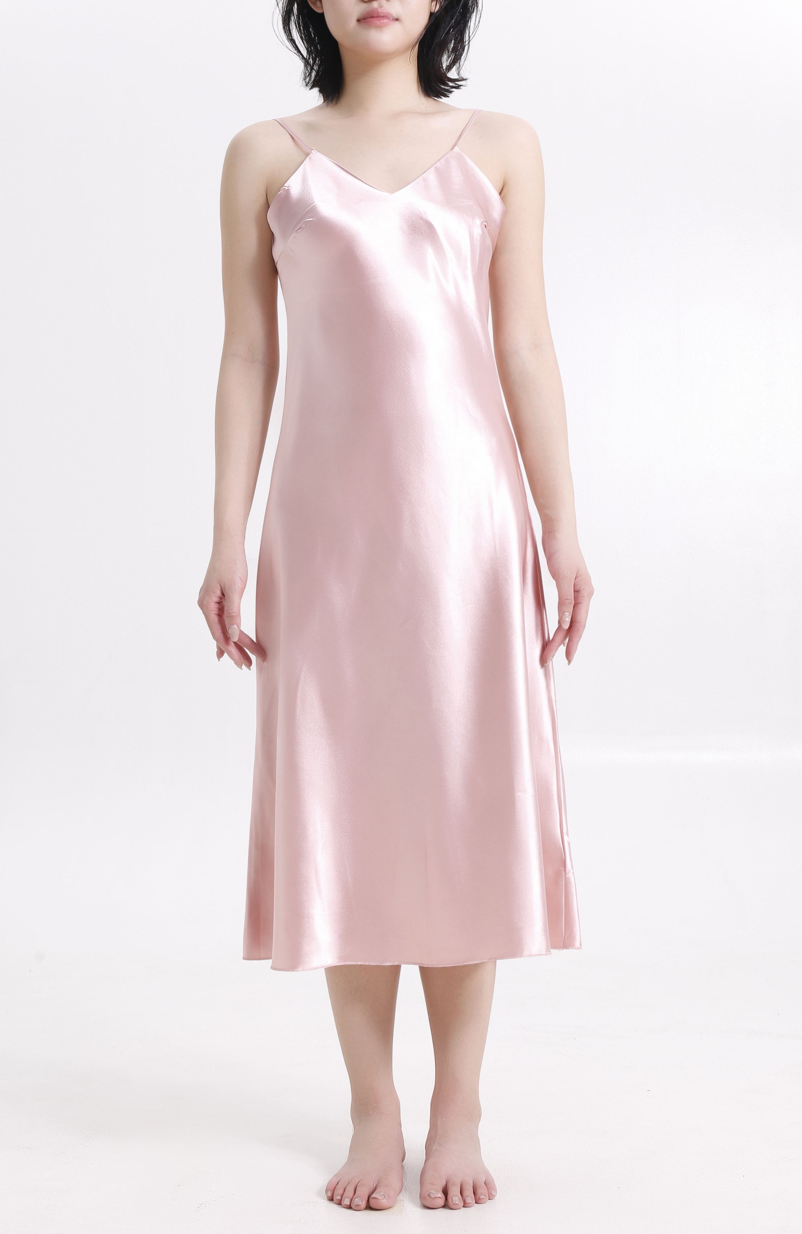 LECHERY® LUSTROUS SILKY SHINY SATIN SLIP DRESS • PINK