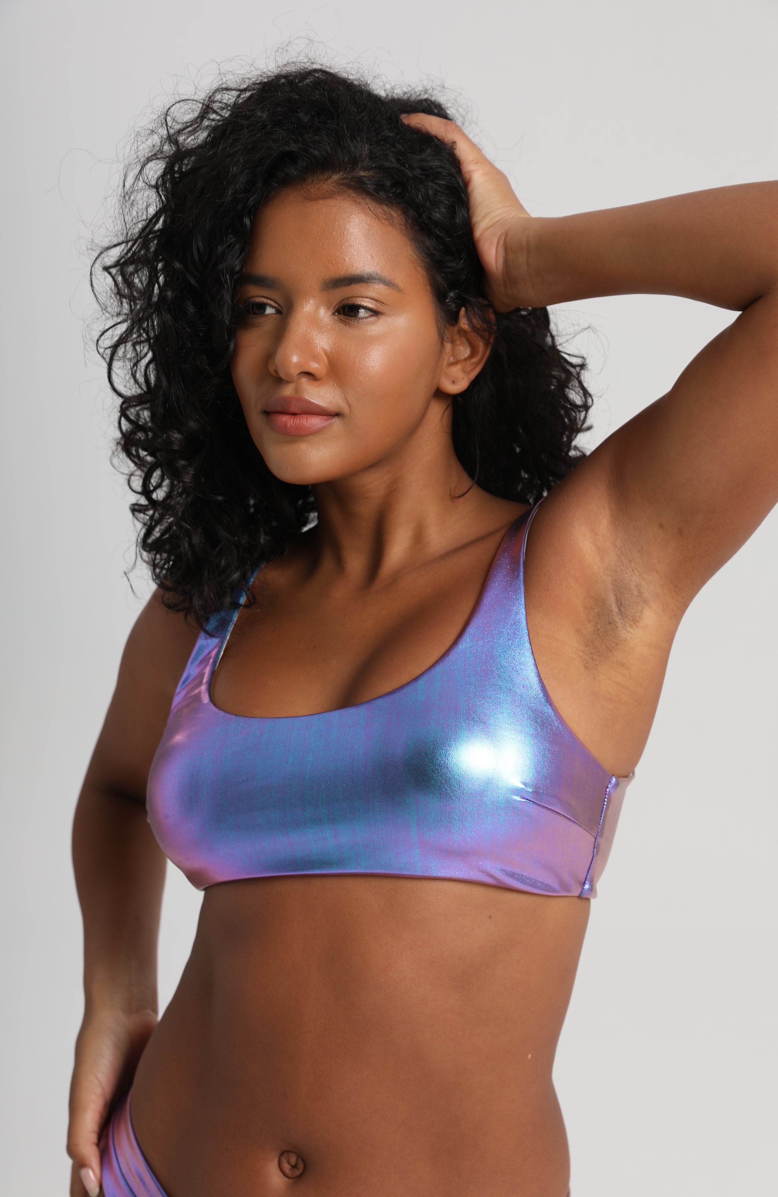 LECHERY® LUSTROUS HIGH-CUT BIKINI BOTTOM • HOLOGRAPHIC MIDNIGHT