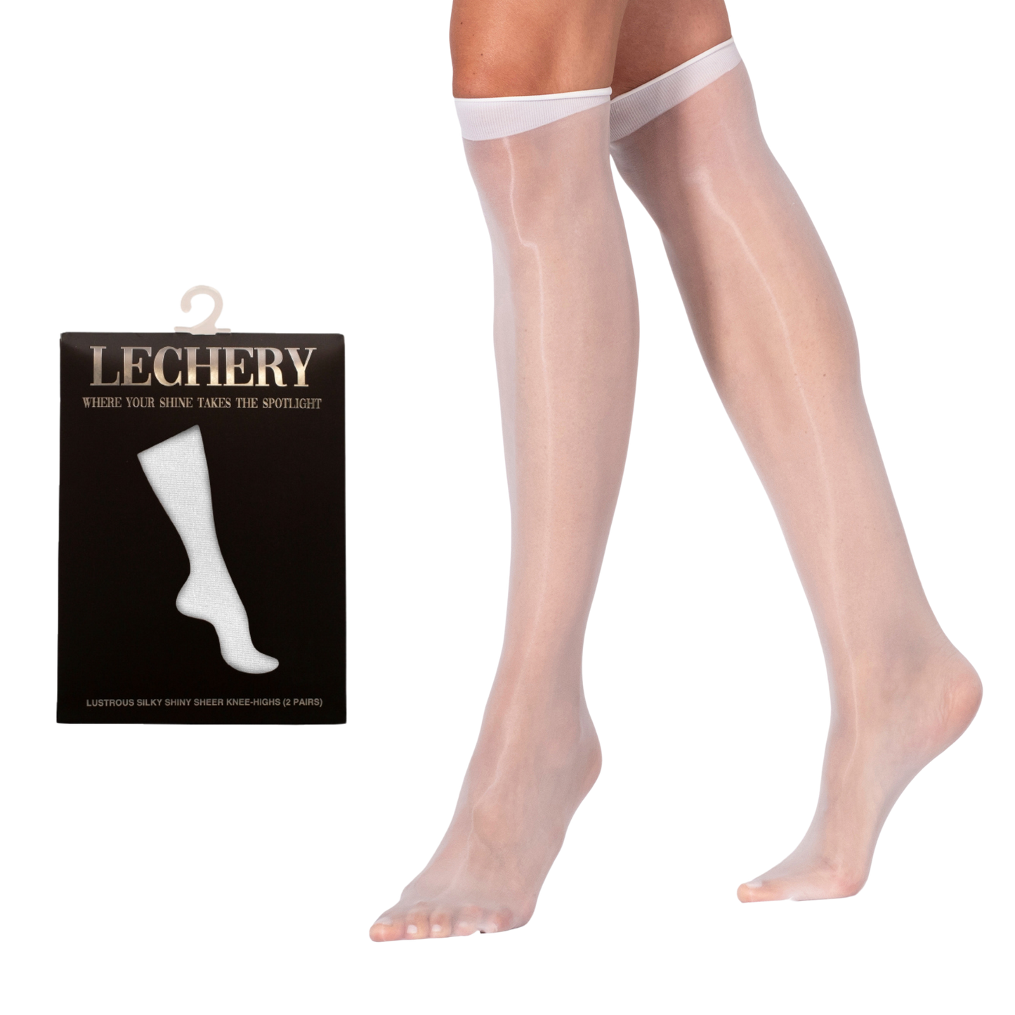 Lustrous Shiny Sheer Knee-Highs (2-Pack)