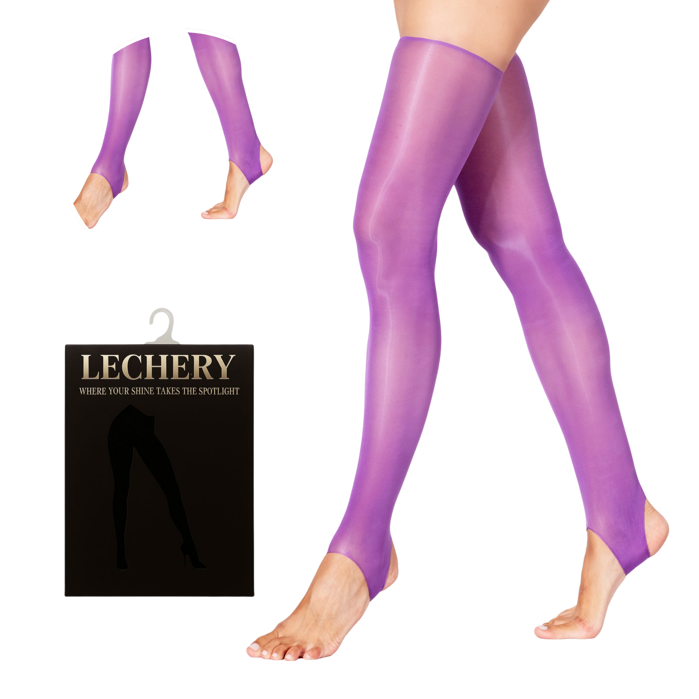 Lustrous Shiny Sheer Stirrup Thigh-Highs