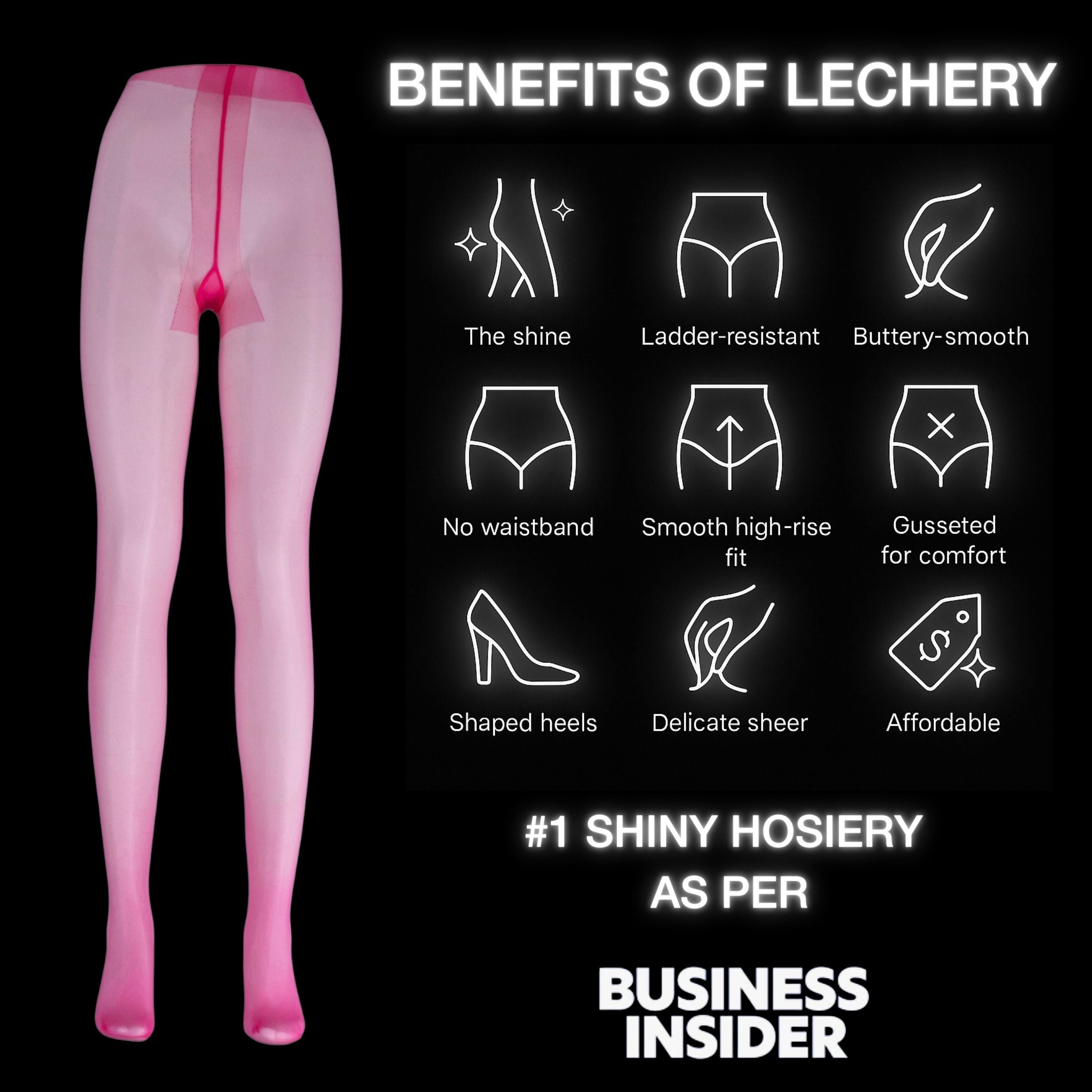 LECHERY® LUSTROUS SILKY SHINY 20 DENIER SHEER PANTYHOSE TIGHTS • PINK