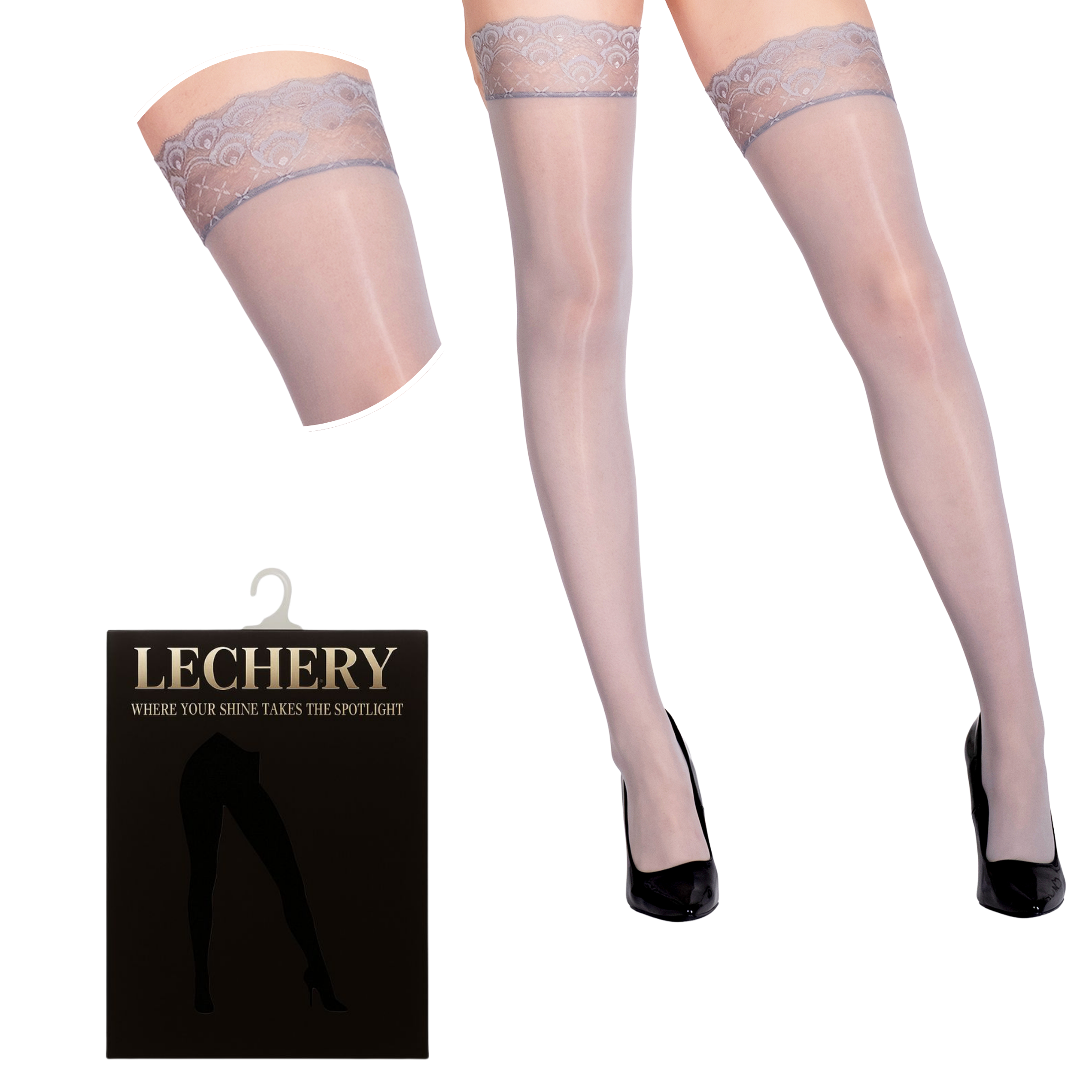 Lustrous Shiny Sheer Thigh-Highs