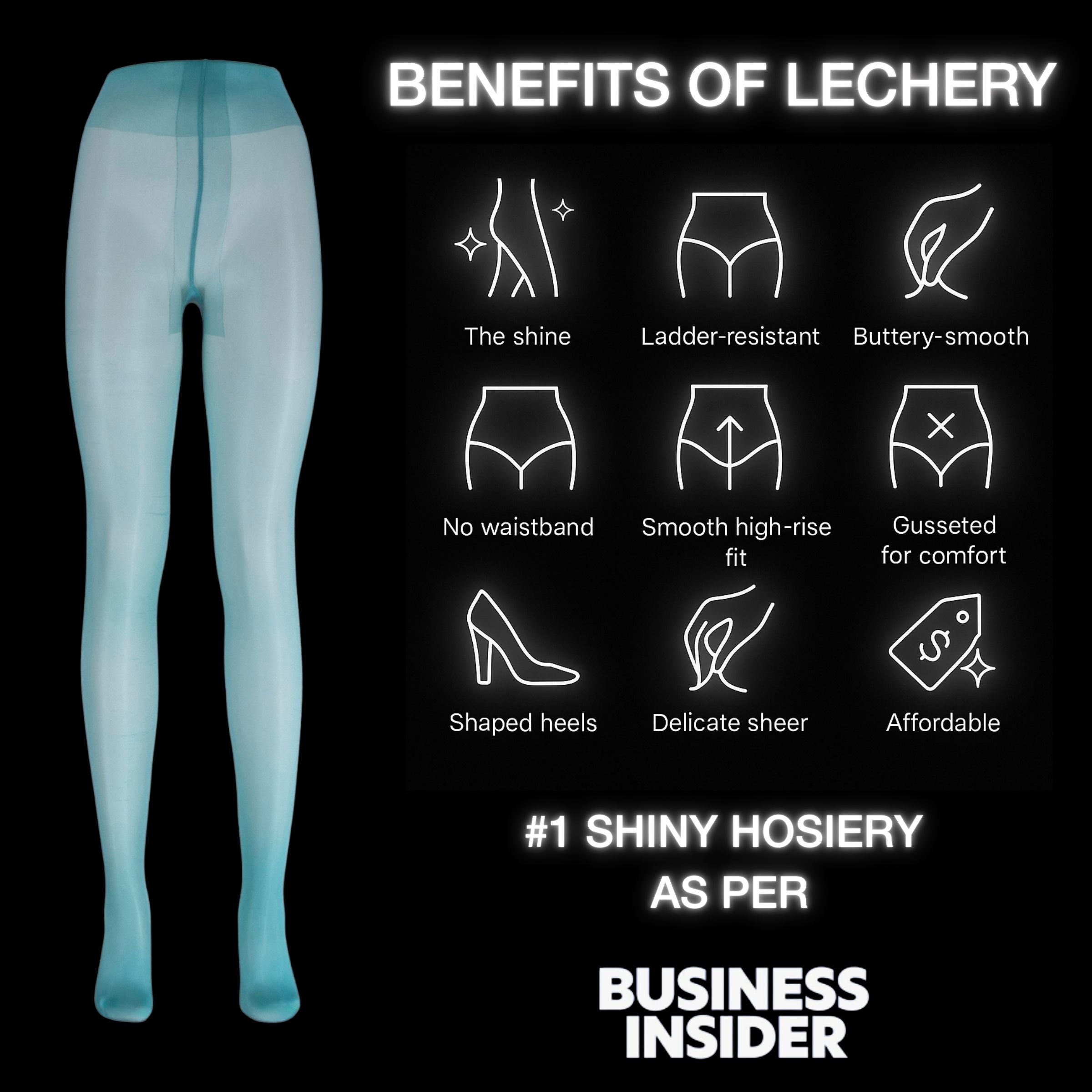 LECHERY® LUSTROUS SILKY SHINY 40 DENIER SEMI-OPAQUE PANTYHOSE TIGHTS • GREEN