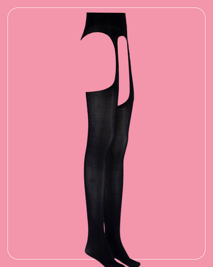 Lustrous Sheer Suspender Crotchless Tights