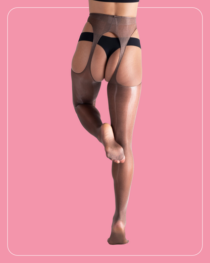 Lustrous Sheer Suspender Crotchless Tights