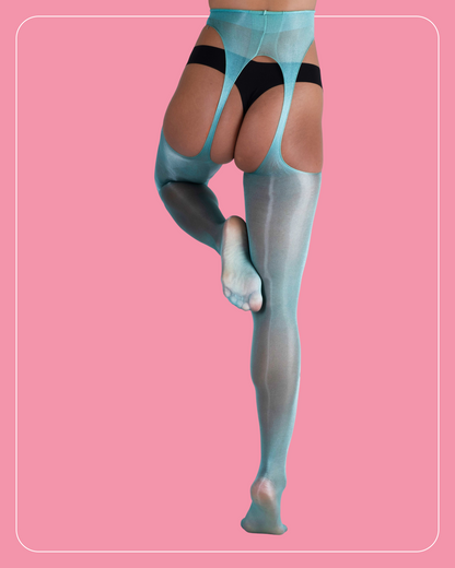 Lustrous Sheer Suspender Crotchless Tights