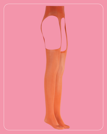 Lustrous Sheer Suspender Crotchless Tights